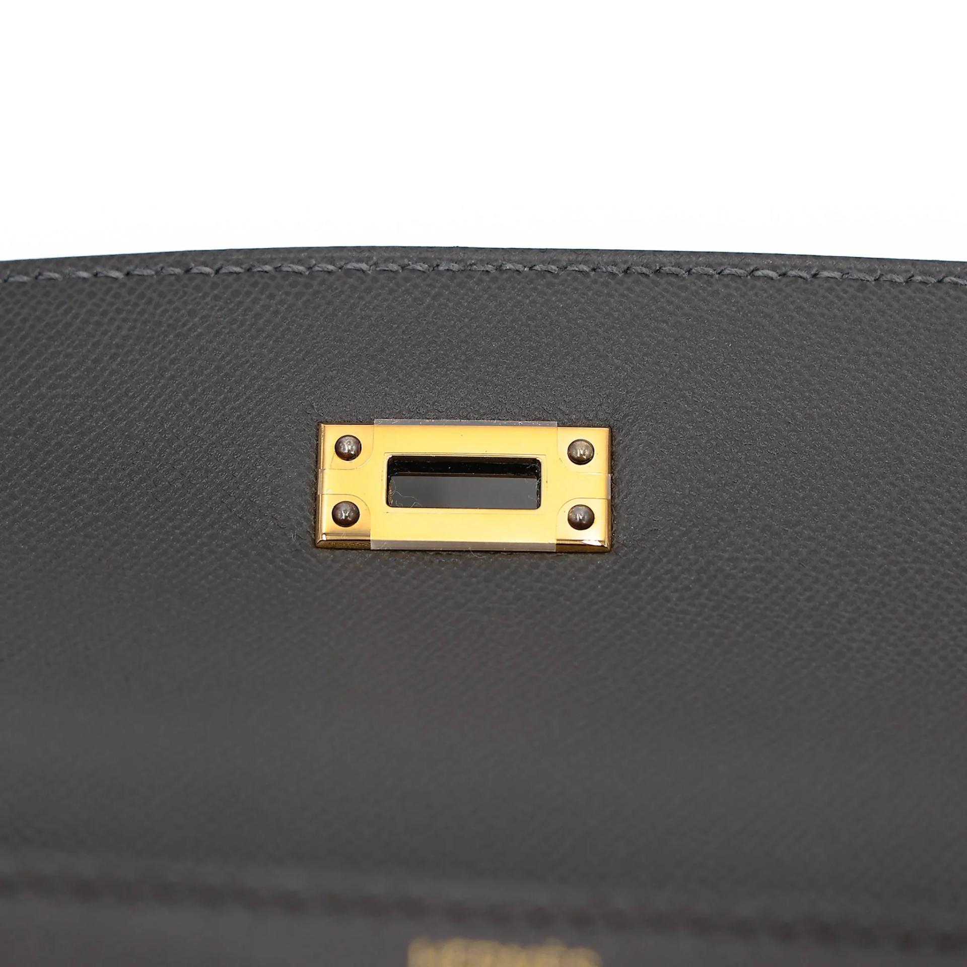Unused ( Rank NS ) HERMÈS Kelly 25 Sellier Graphite (88) Madame Gold hardware W (2024) - 11