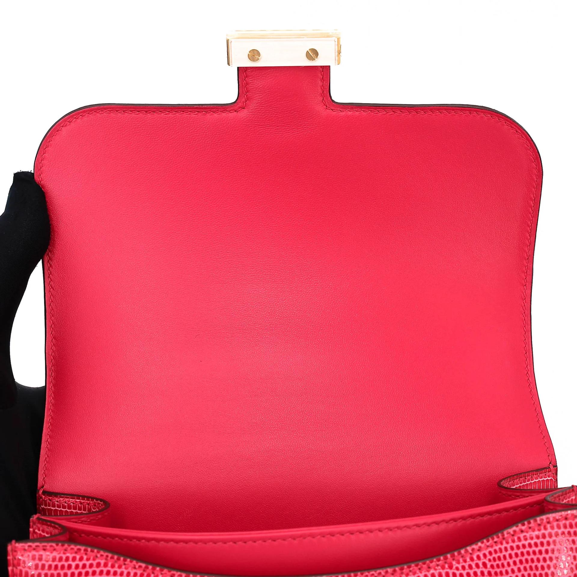 Unused ( Rank NS ) HERMÈS Constance Mini Rose Extreme (I6) Shiny Lizard Gold hardware Y (2020) - 27