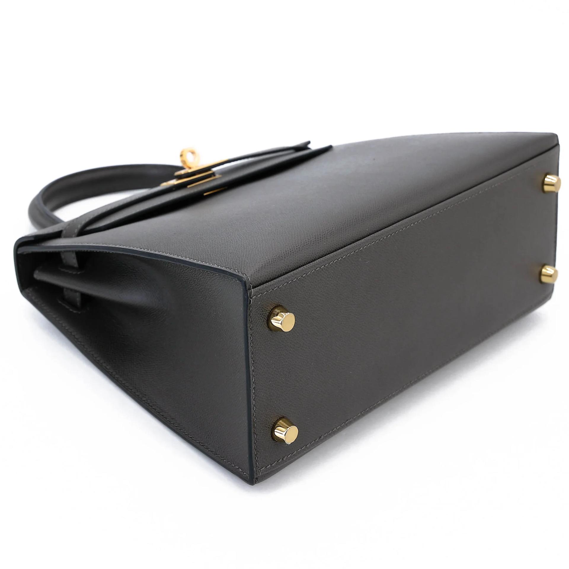 Unused ( Rank NS ) HERMÈS Kelly 25 Sellier Graphite (88) Madame Gold hardware W (2024) - 5