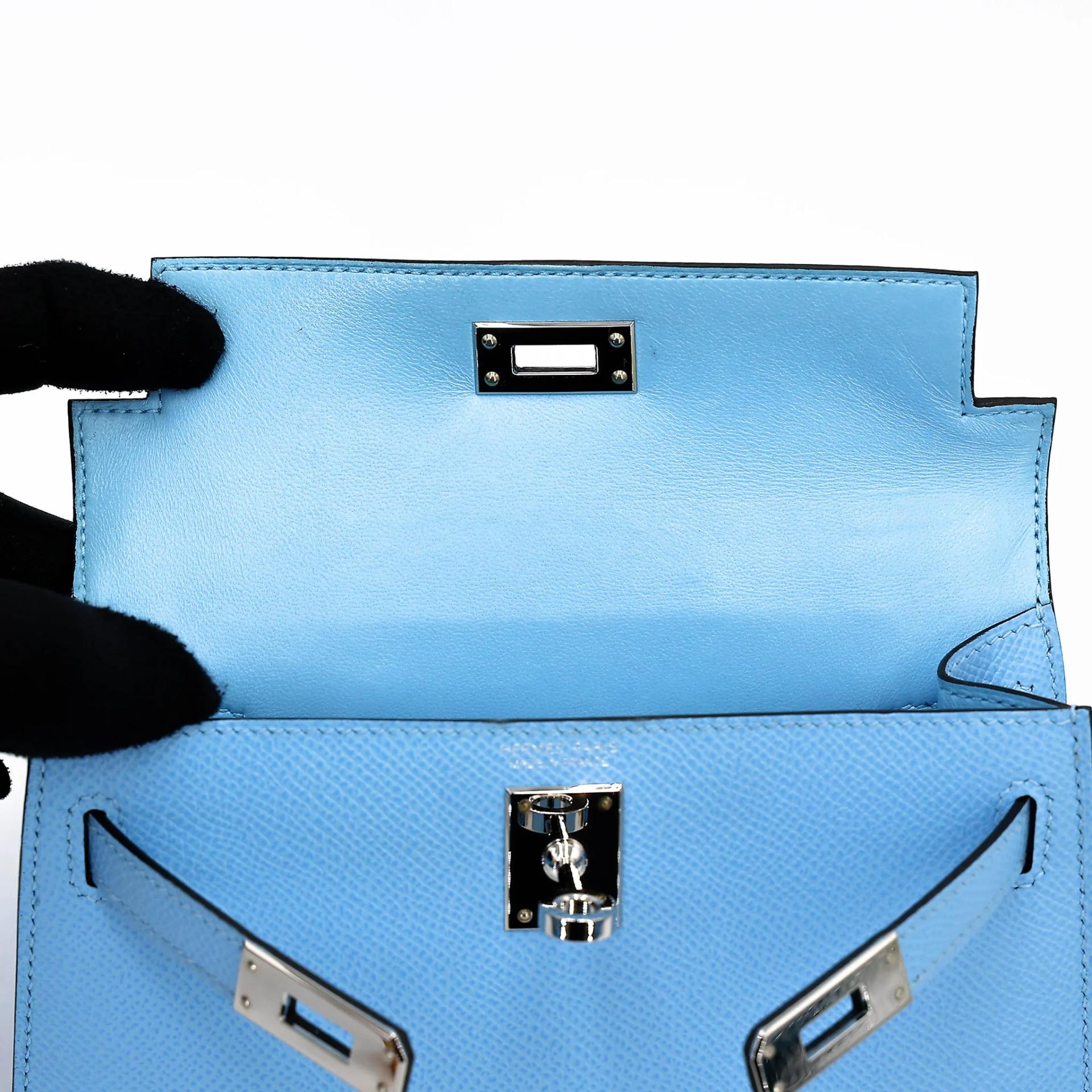 ランク SA HERMÈS エルメス ミニケリー2 セレステ (7N) エプソン シルバー金具 U刻印 (2022) - 18