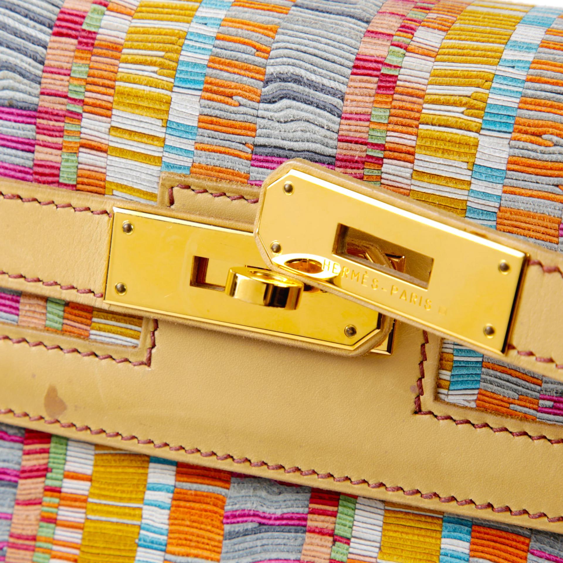 ランク AB HERMÈS エルメス 限定品 ケリー32 セリエ マルチカラー ベージュ ヴィブラート ゴールド金具 □E刻印 (2001) - 9