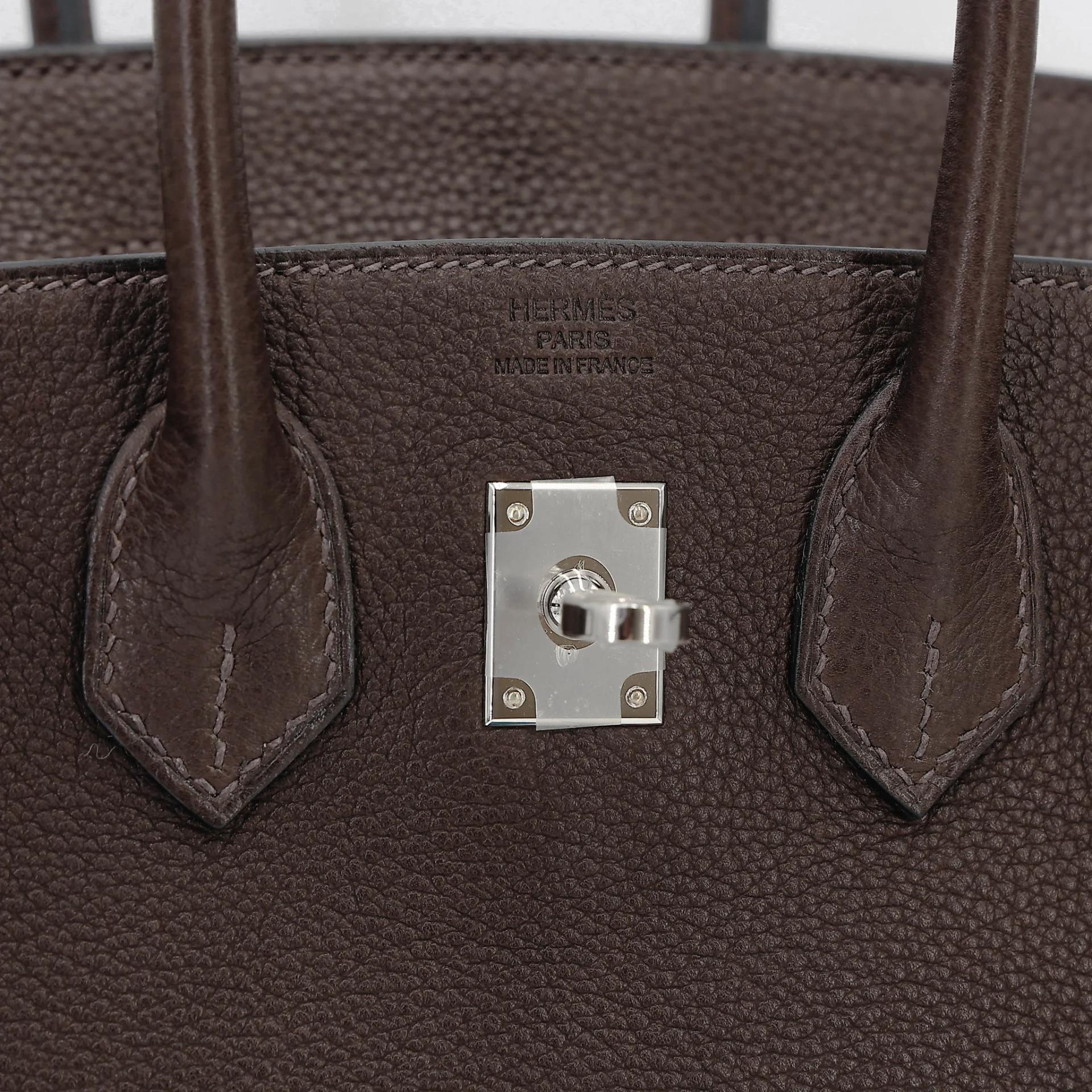ランク N 新品 HERMÈS エルメス バーキン25 エベンヌ (46) バレニア シルバー金具 K刻印 (2025) - 10