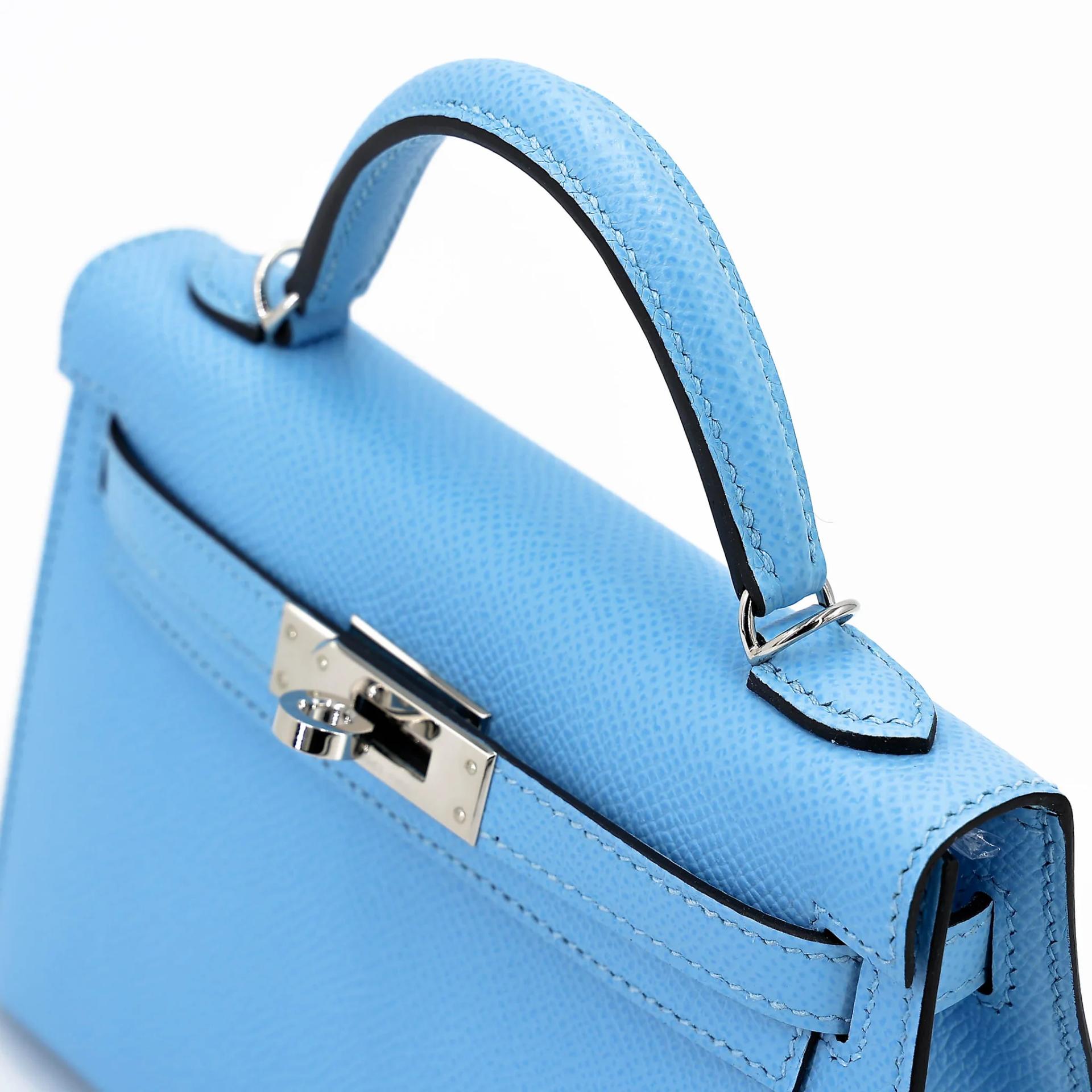 ランク SA HERMÈS エルメス ミニケリー2 セレステ (7N) エプソン シルバー金具 U刻印 (2022) - 3