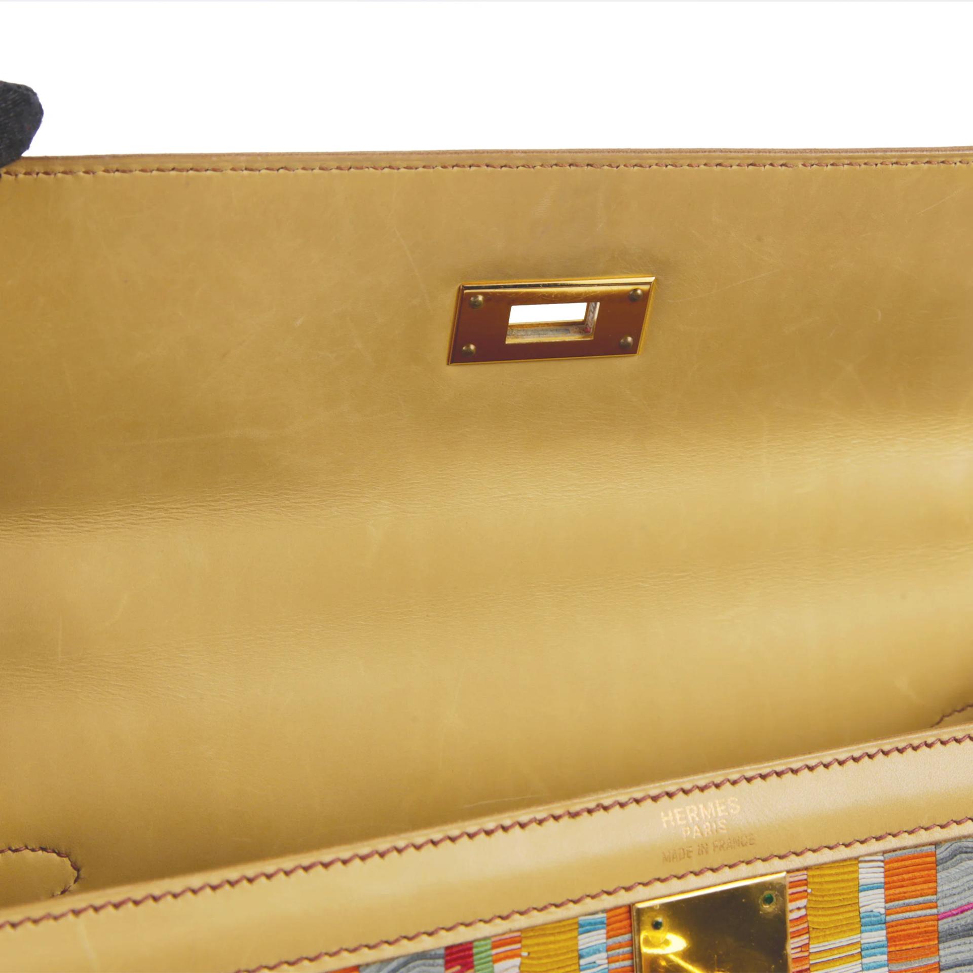 ランク AB HERMÈS エルメス 限定品 ケリー32 セリエ マルチカラー ベージュ ヴィブラート ゴールド金具 □E刻印 (2001) - 12
