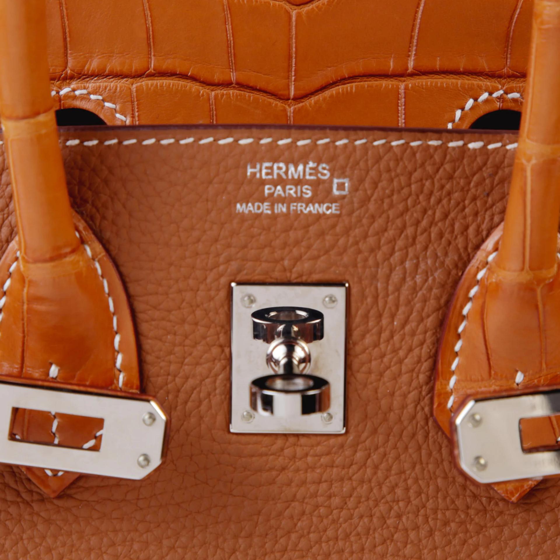 ランク A HERMÈS エルメス バーキン25 タッチ ゴールド (37) トゴ クロコダイル アリゲーター シルバー金具 Z刻印 (2021) - 9