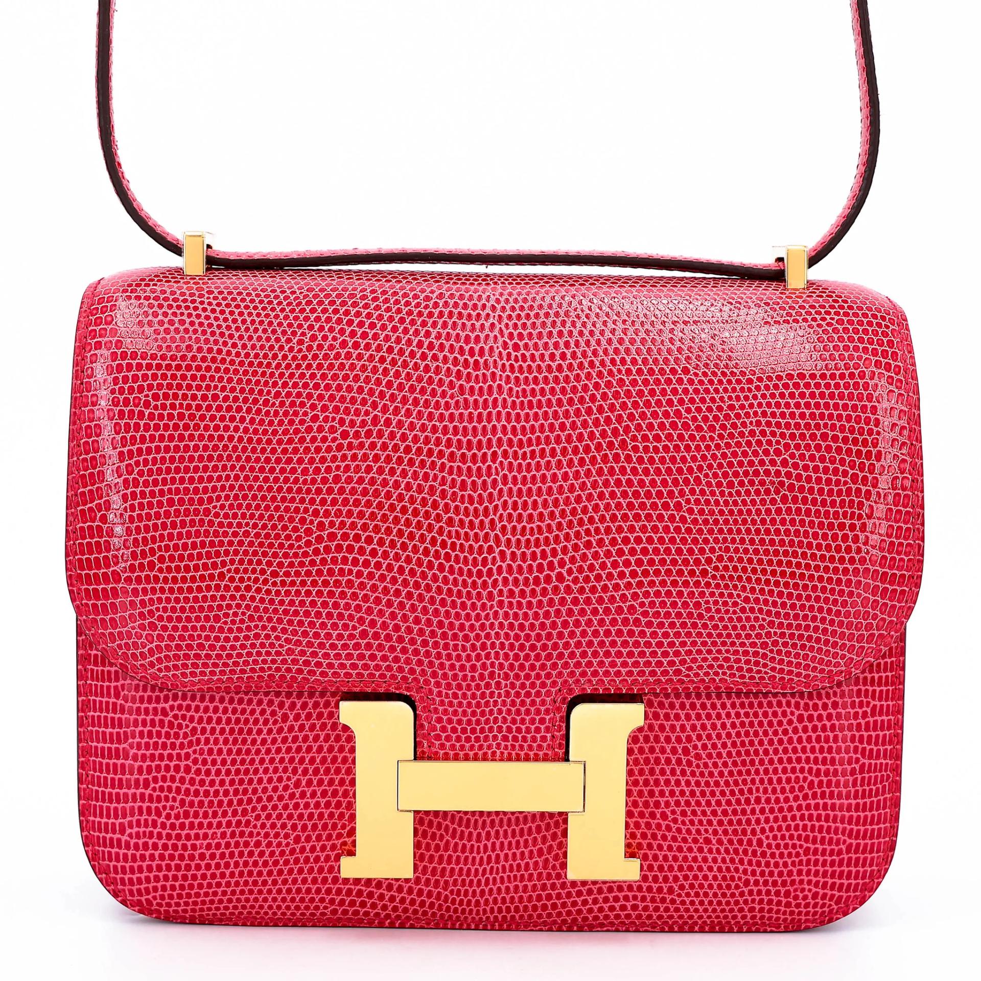 Unused ( Rank NS ) HERMÈS Constance Mini Rose Extreme (I6) Shiny Lizard Gold hardware Y (2020) - 18
