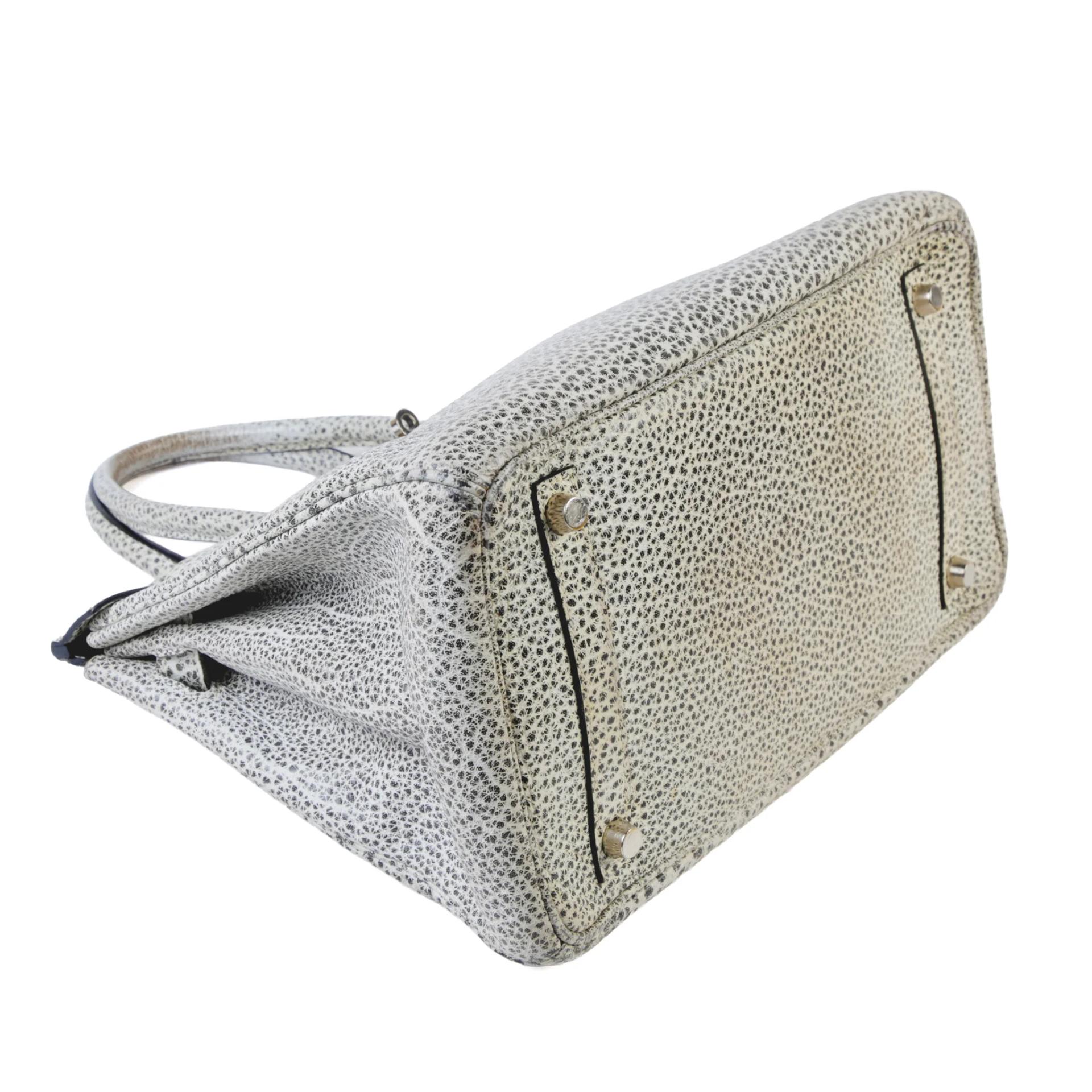 ランク AB HERMÈS エルメス 限定品 バーキン30 ブラック ホワイト ダルメシアン ブッフル シルバー金具 □F刻印 (2002) - 4