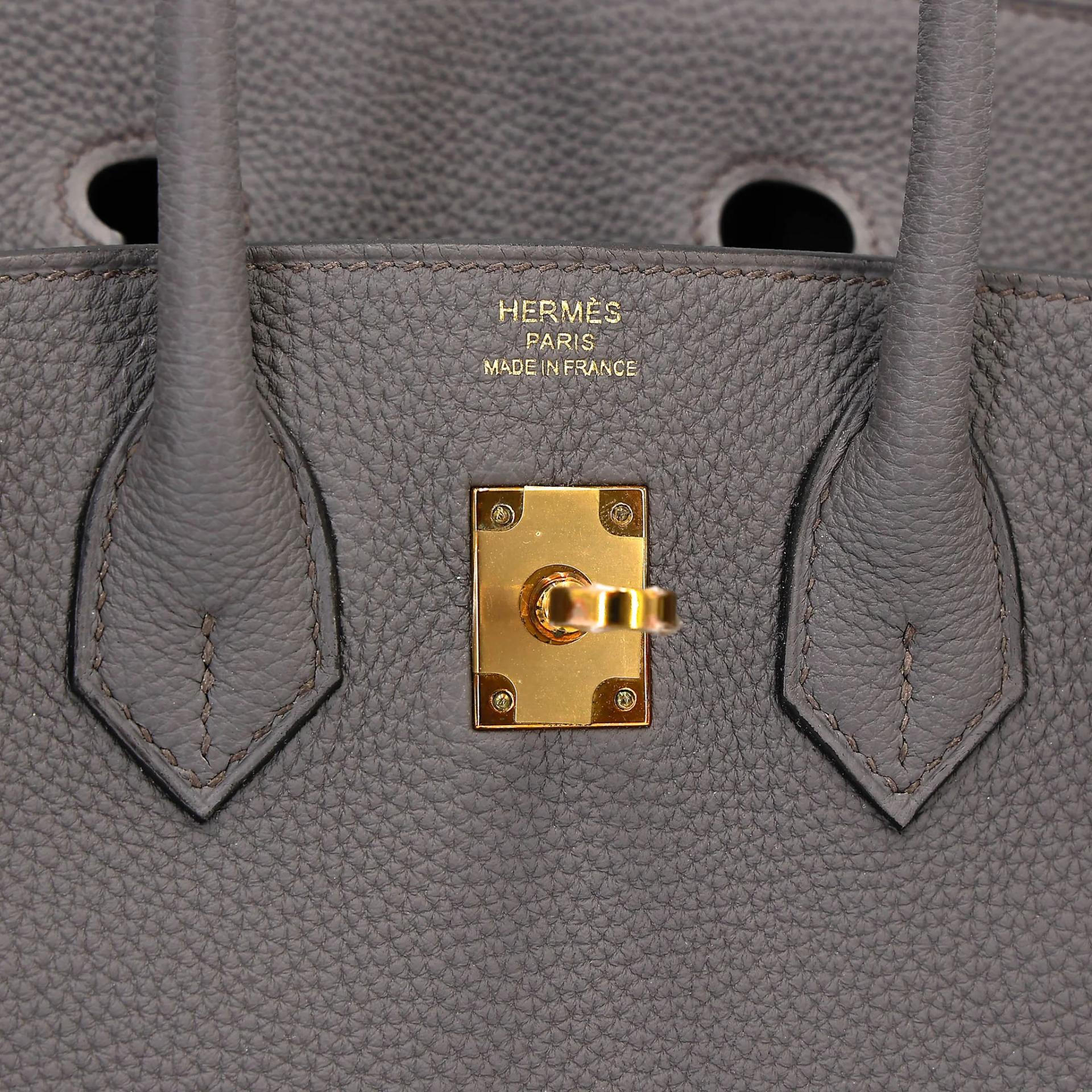 ランク SA HERMÈS エルメス バーキン25 エタン (8F) トゴ ピンクゴールド金具 D刻印 (2019) - 10