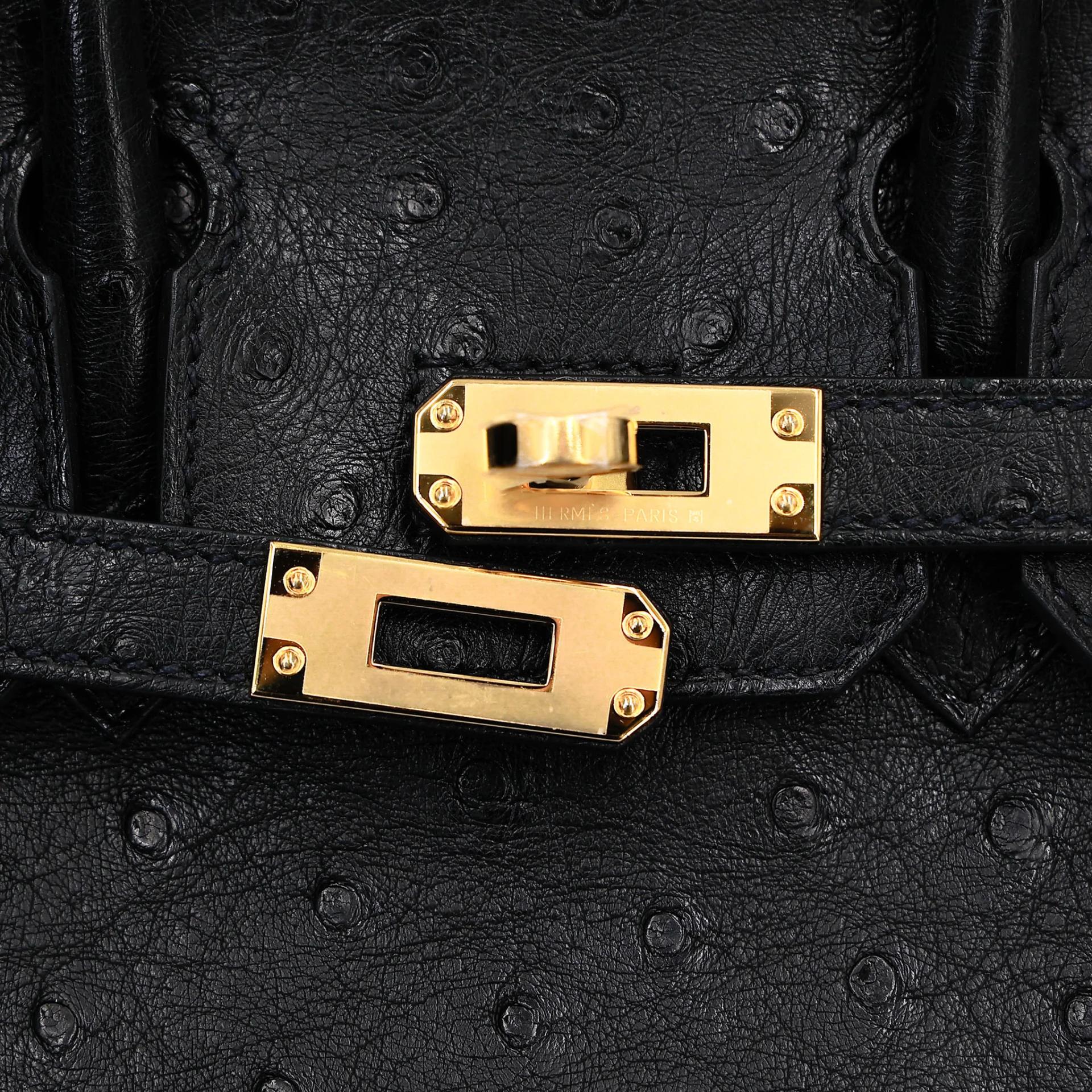 ランク N 新品 HERMÈS エルメス バーキン25 ブラック (89) オーストリッチ ゴールド金具 G刻印 (2026) - 8