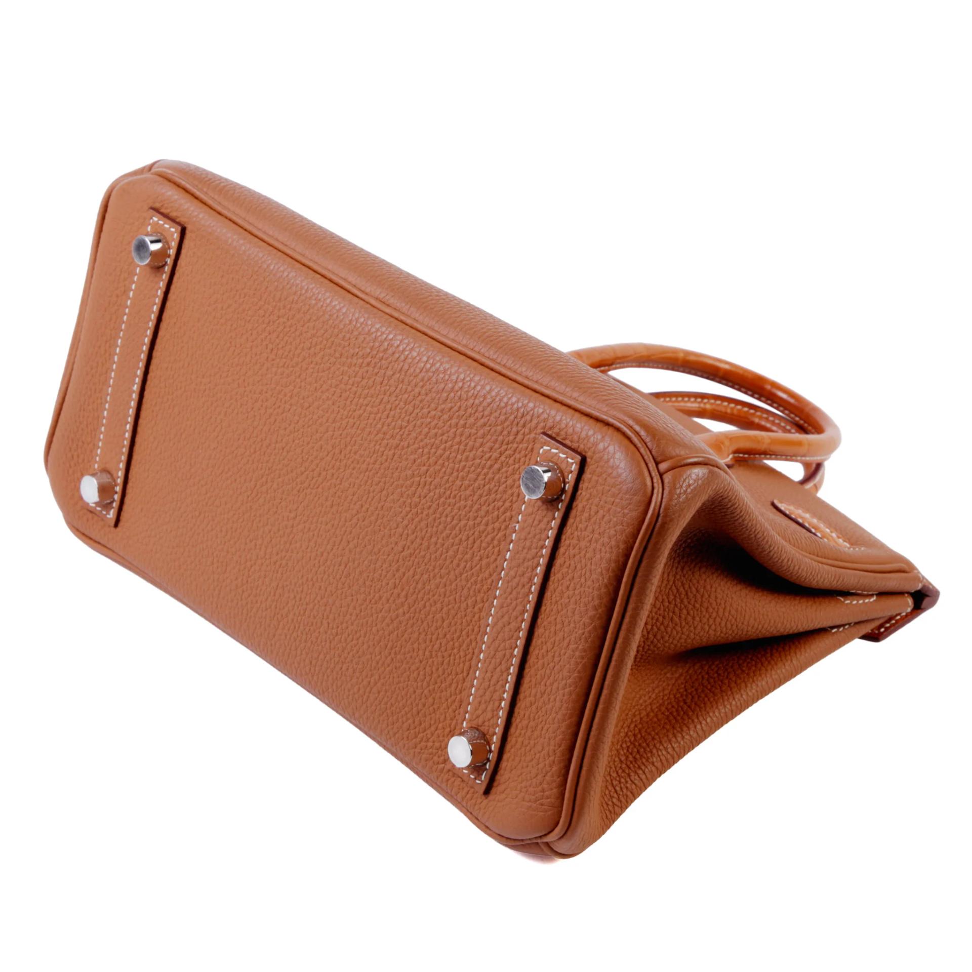 ランク A HERMÈS エルメス バーキン25 タッチ ゴールド (37) トゴ クロコダイル アリゲーター シルバー金具 Z刻印 (2021) - 7