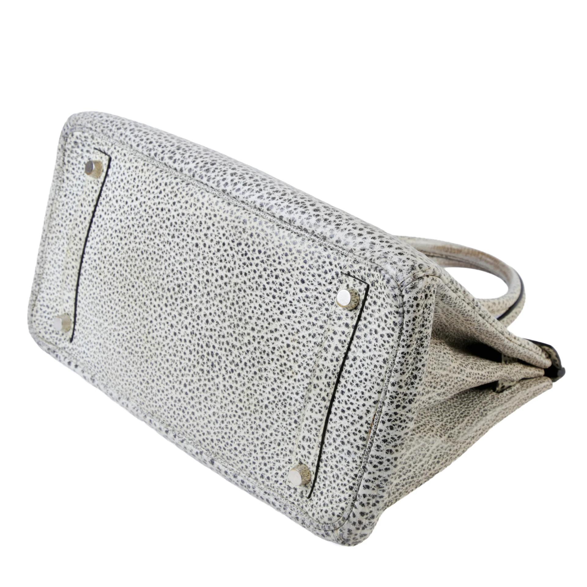 ランク AB HERMÈS エルメス 限定品 バーキン30 ブラック ホワイト ダルメシアン ブッフル シルバー金具 □F刻印 (2002) - 5