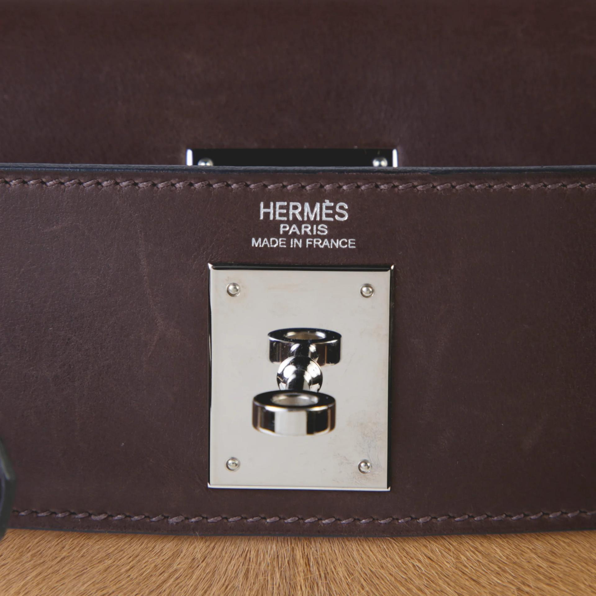 ランク A HERMÈS エルメス 限定品 ケリー28  内縫い エベンヌ (46) エバーカーフ ヴォートロイカ シルバー金具 □K刻印 (2007) - 10