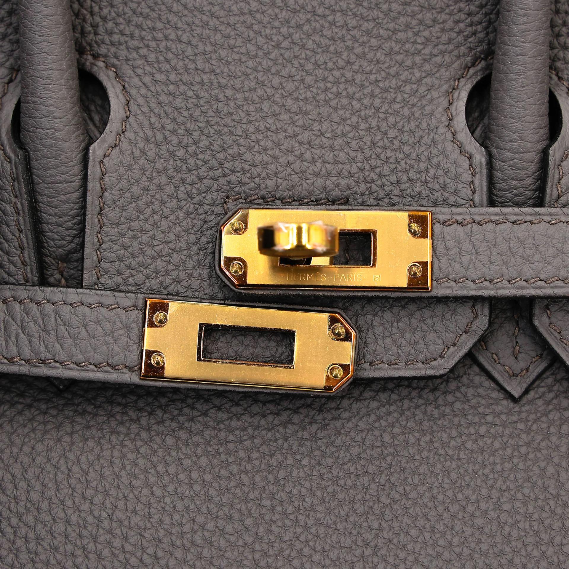 ランク SA HERMÈS エルメス バーキン25 エタン (8F) トゴ ピンクゴールド金具 D刻印 (2019) - 8