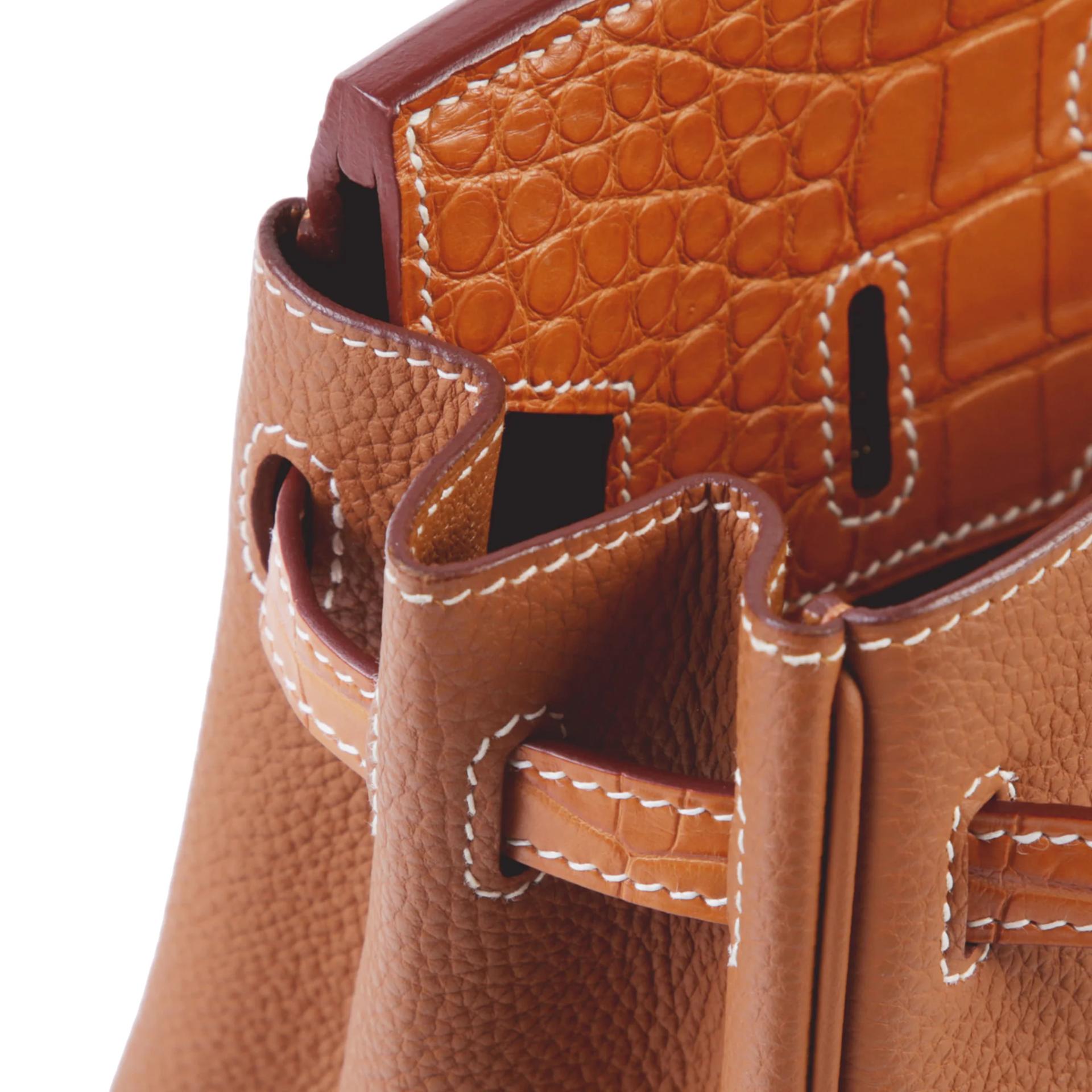 ランク A HERMÈS エルメス バーキン25 タッチ ゴールド (37) トゴ クロコダイル アリゲーター シルバー金具 Z刻印 (2021) - 12