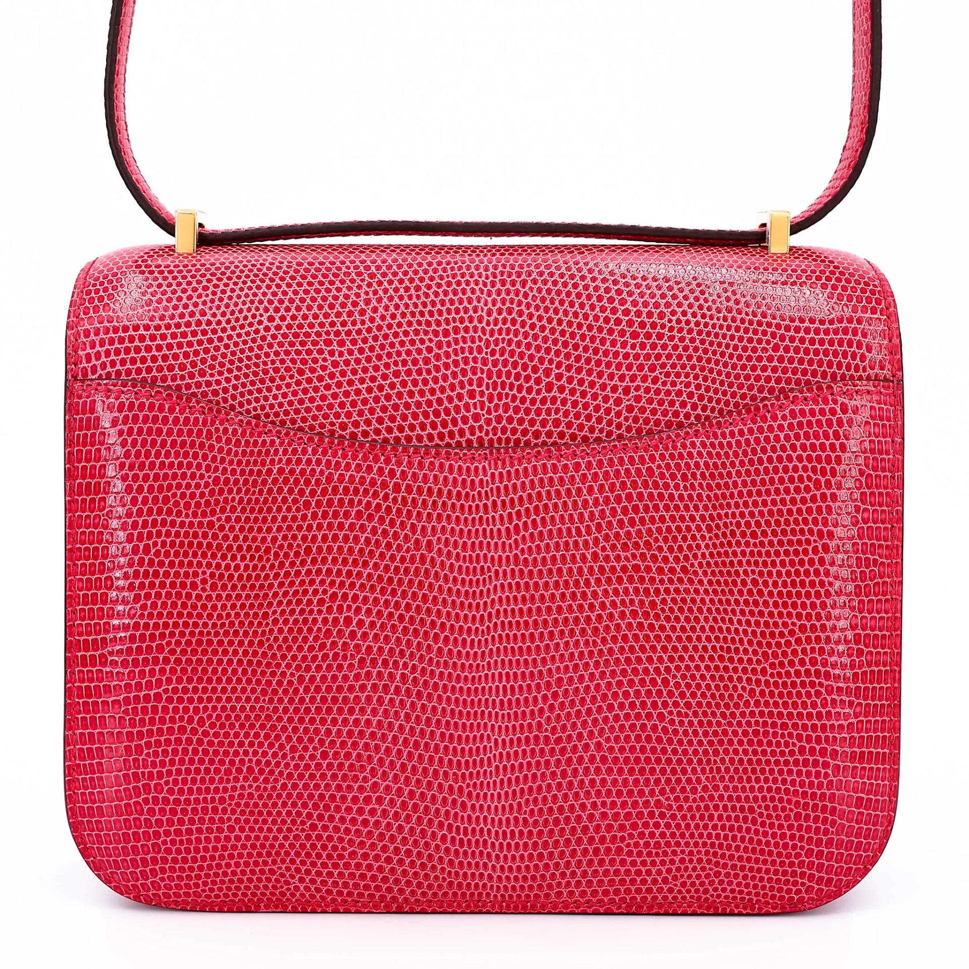 Unused ( Rank NS ) HERMÈS Constance Mini Rose Extreme (I6) Shiny Lizard Gold hardware Y (2020) - 19