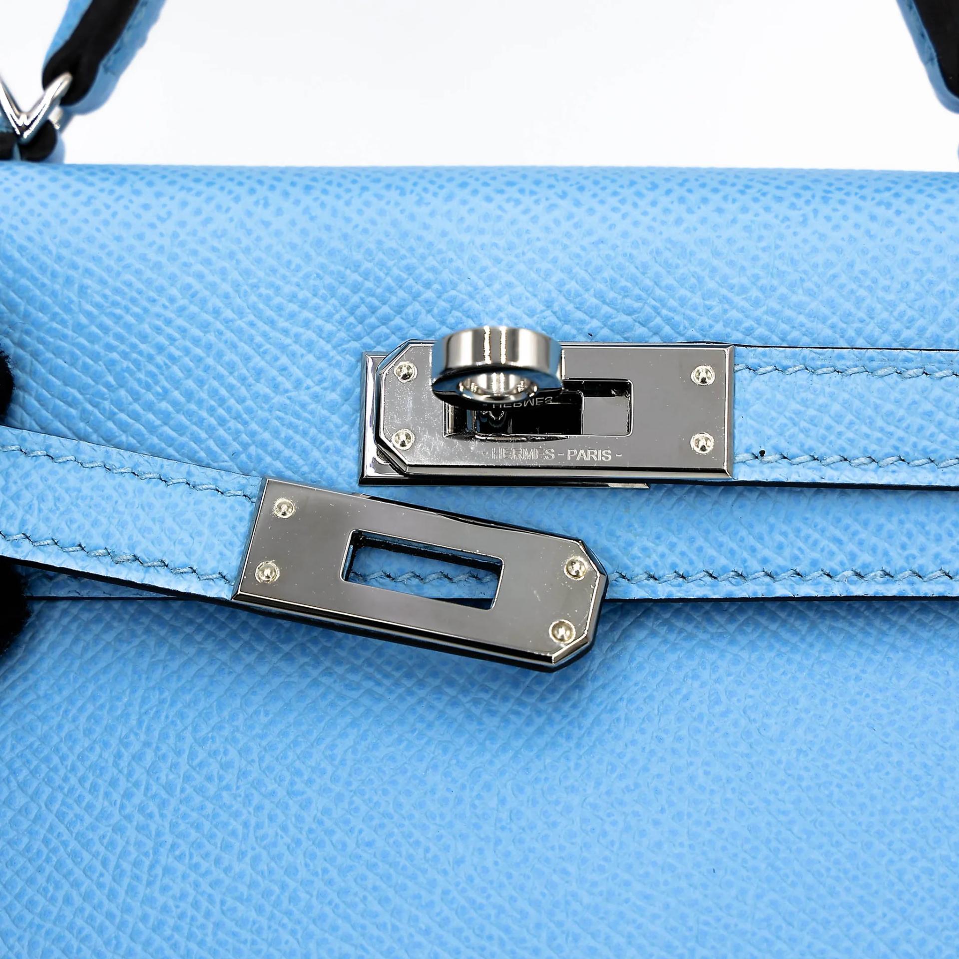 ランク SA HERMÈS エルメス ミニケリー2 セレステ (7N) エプソン シルバー金具 U刻印 (2022) - 13