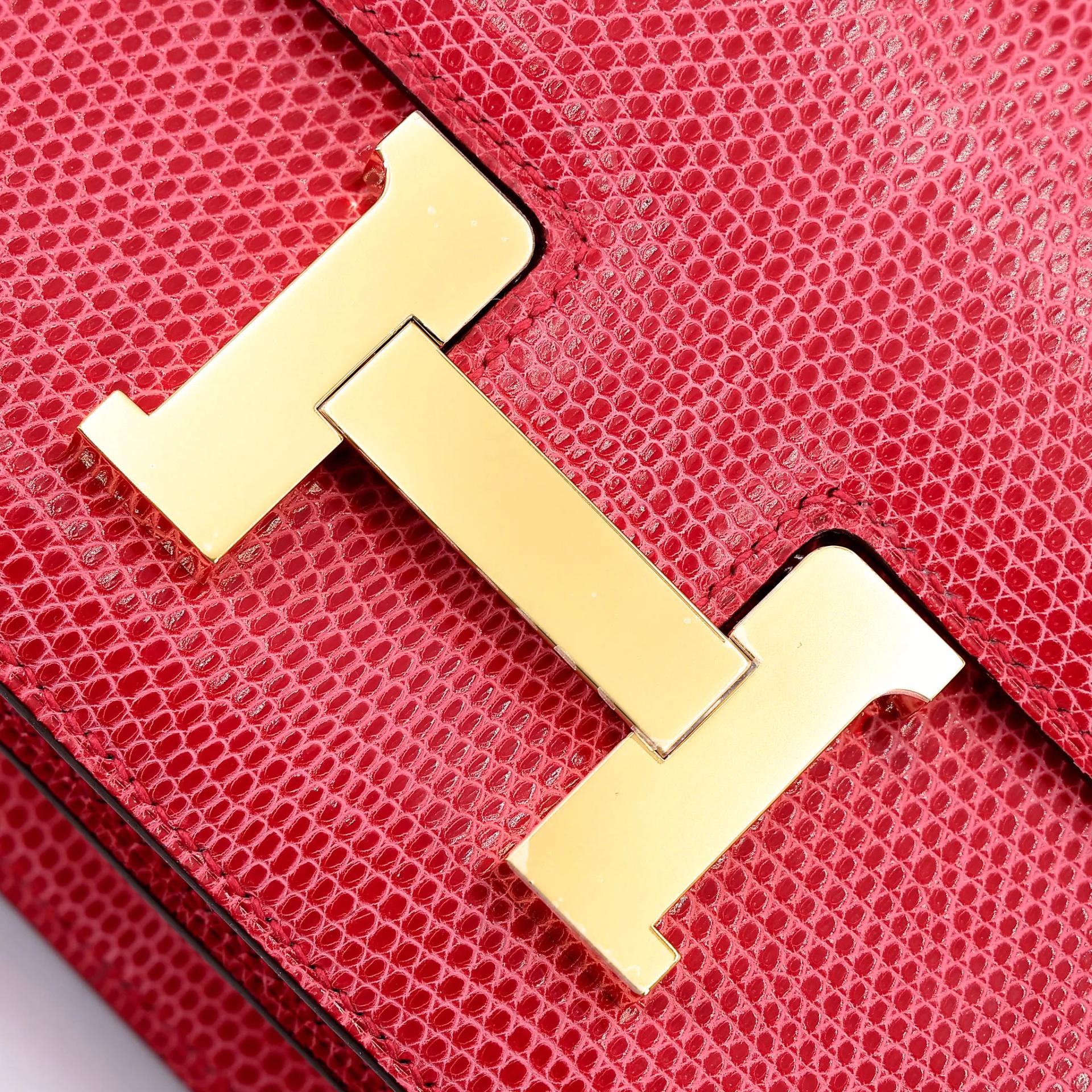 Unused ( Rank NS ) HERMÈS Constance Mini Rose Extreme (I6) Shiny Lizard Gold hardware Y (2020) - 29