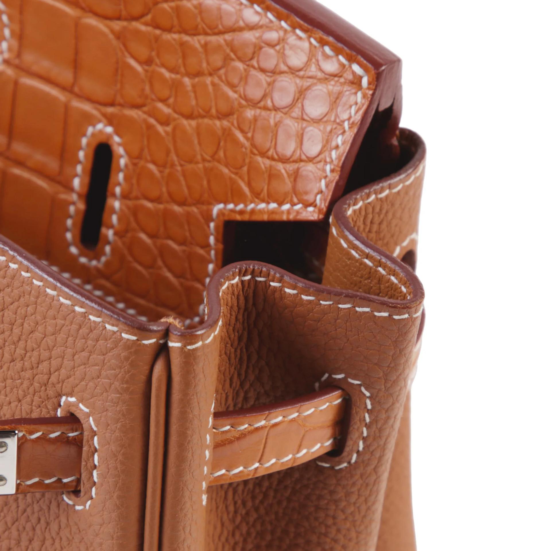 ランク A HERMÈS エルメス バーキン25 タッチ ゴールド (37) トゴ クロコダイル アリゲーター シルバー金具 Z刻印 (2021) - 11