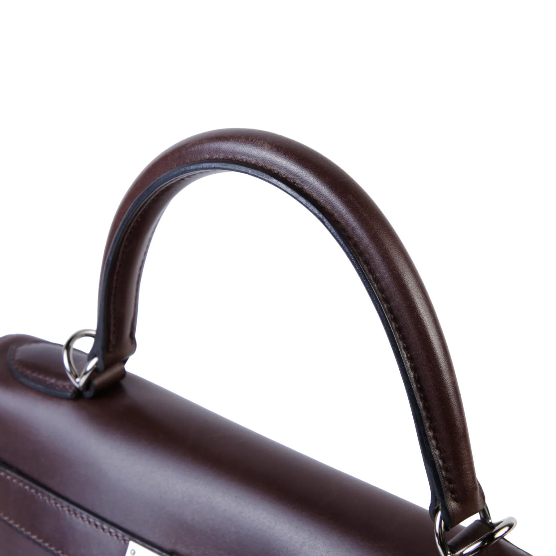 ランク A HERMÈS エルメス 限定品 ケリー28  内縫い エベンヌ (46) エバーカーフ ヴォートロイカ シルバー金具 □K刻印 (2007) - 3