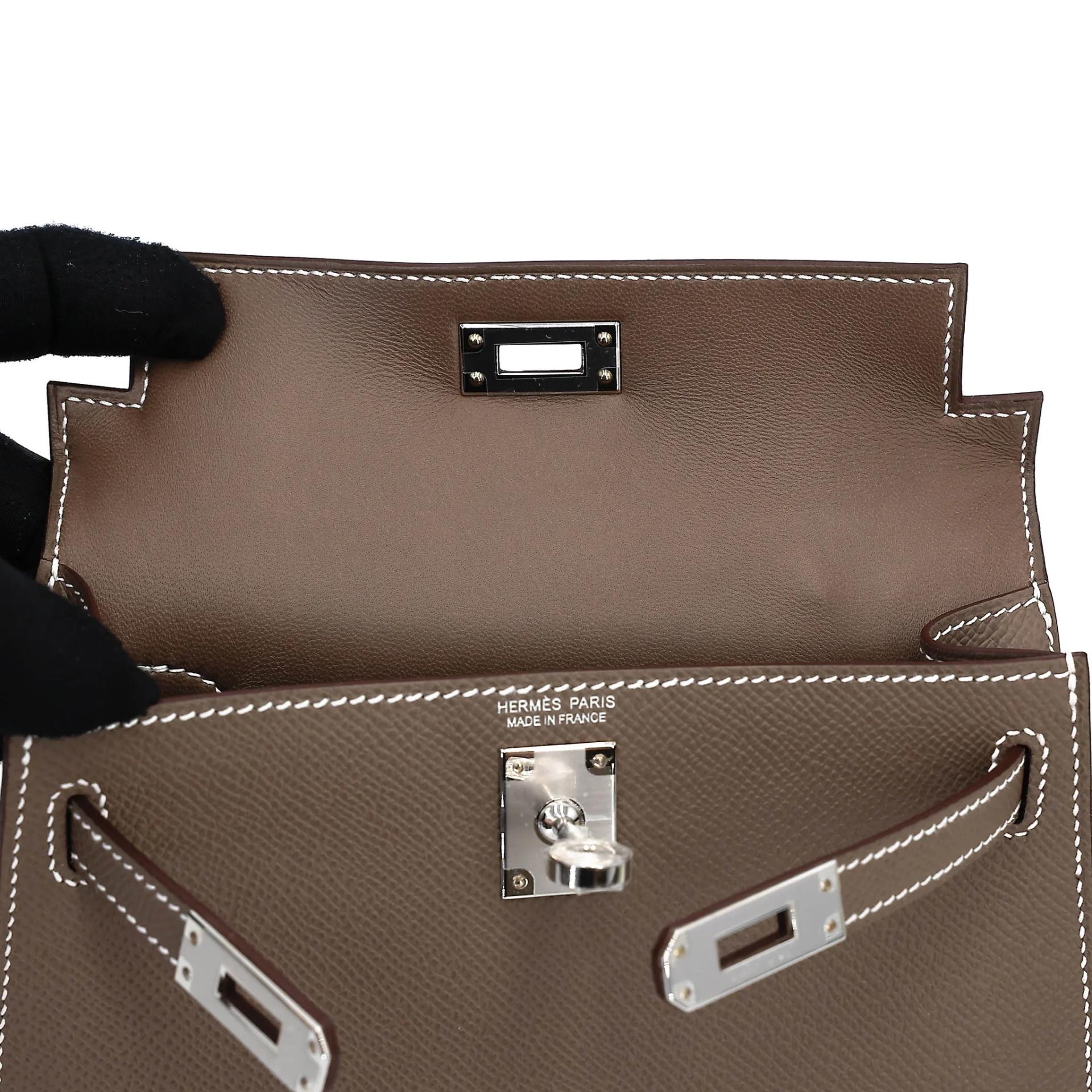 ランク N 新品 HERMÈS エルメス ミニケリー2 エトゥープ (18) エプソン シルバー金具 G刻印 (2026) - 12