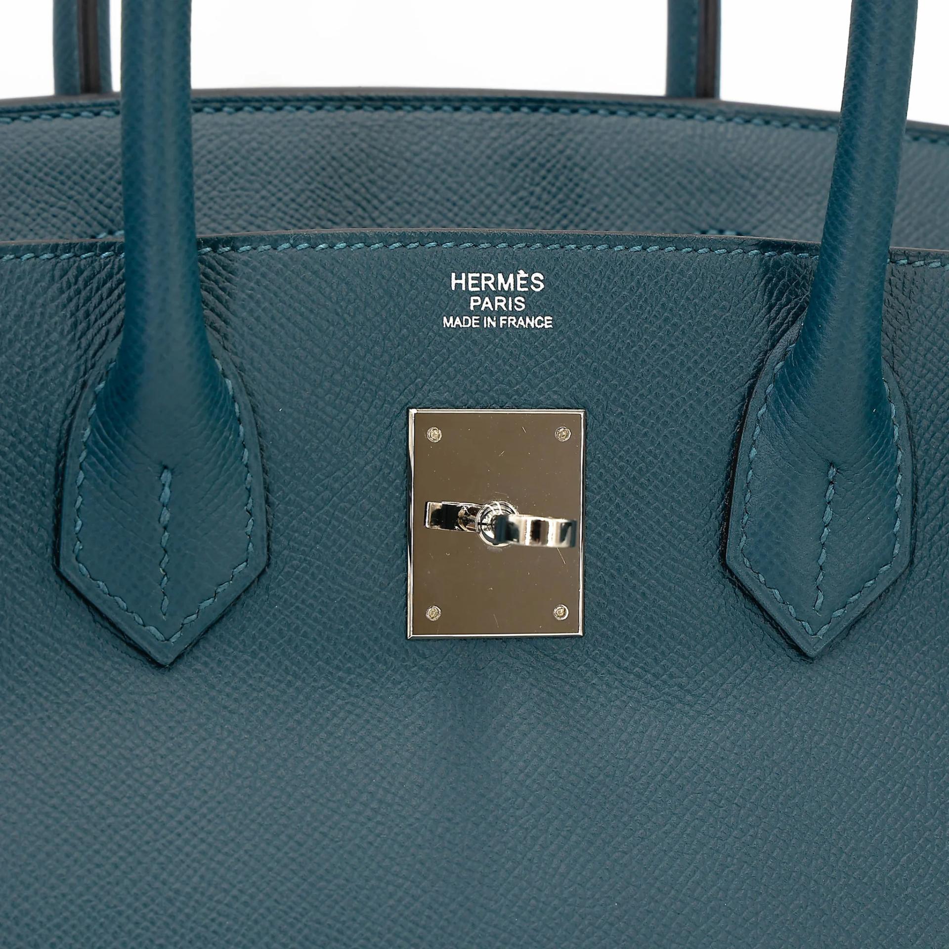 Very Good ( Rank A) HERMÈS Birkin 30 Colvert (1P) Epsom Palladium hardware T (2015) - 23