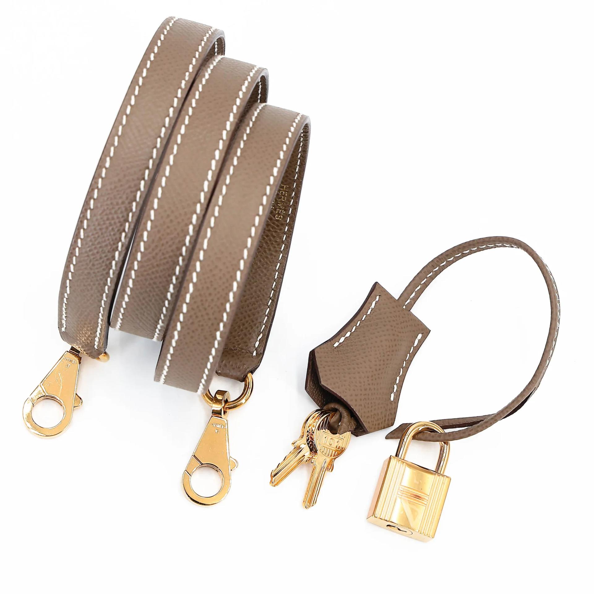 Excellent ( Rank SA ) HERMÈS Kelly 28 Sellier Etoupe (18) Epsom Gold hardware U (2022) - 23