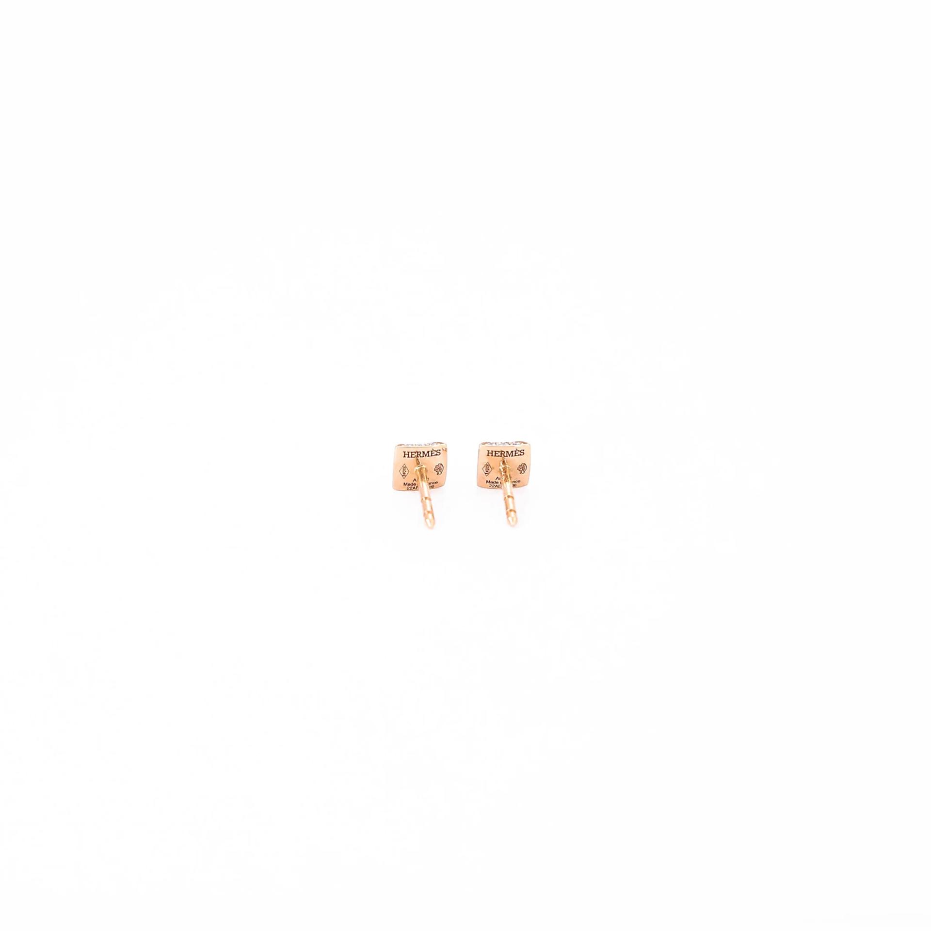 Excellent ( Rank SA ) HERMÈS Earring Clou d'H 18K Rose Gold Diamond - 5
