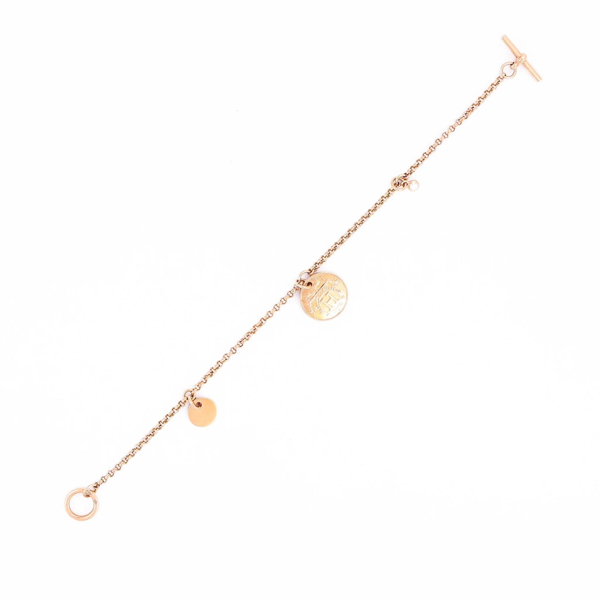 Excellent ( Rank SA ) HERMÈS Exlibris Bracelet PM SH Rose Gold 18K Rose Gold Diamond - 4
