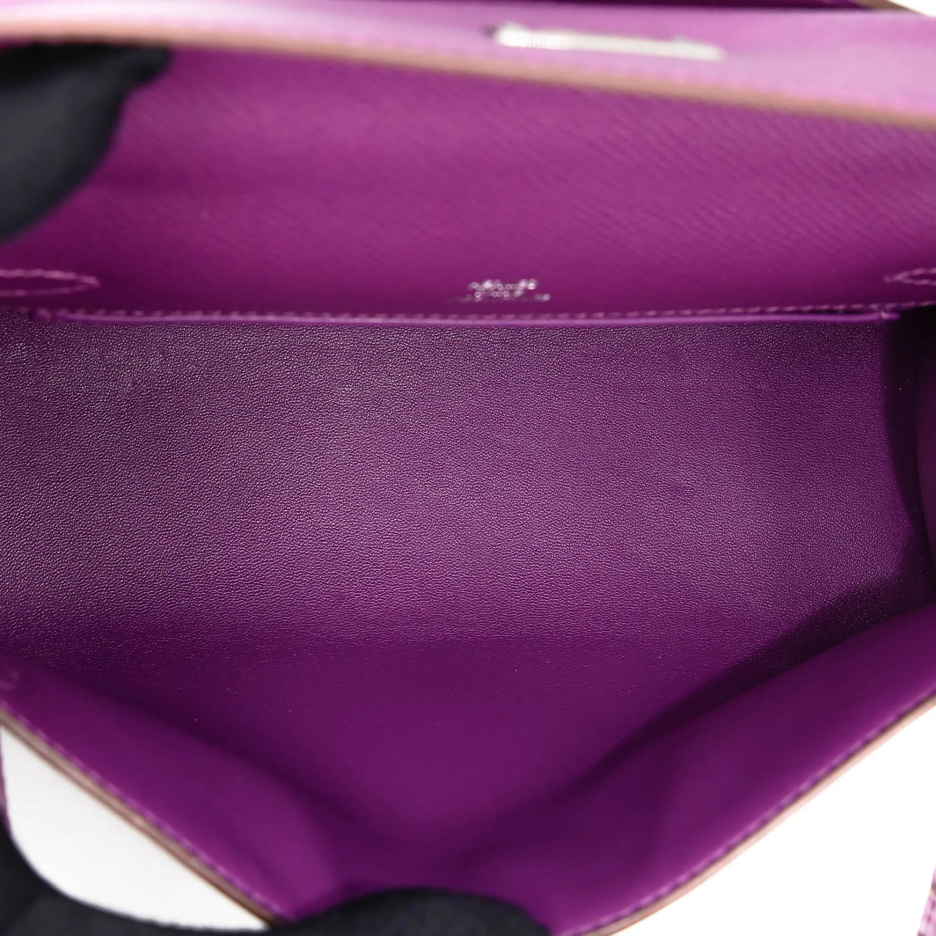 Excellent ( Rank SA ) HERMÈS Kelly Pochette Anemone (P9) Epsom Palladium hardware T (2015) - 19
