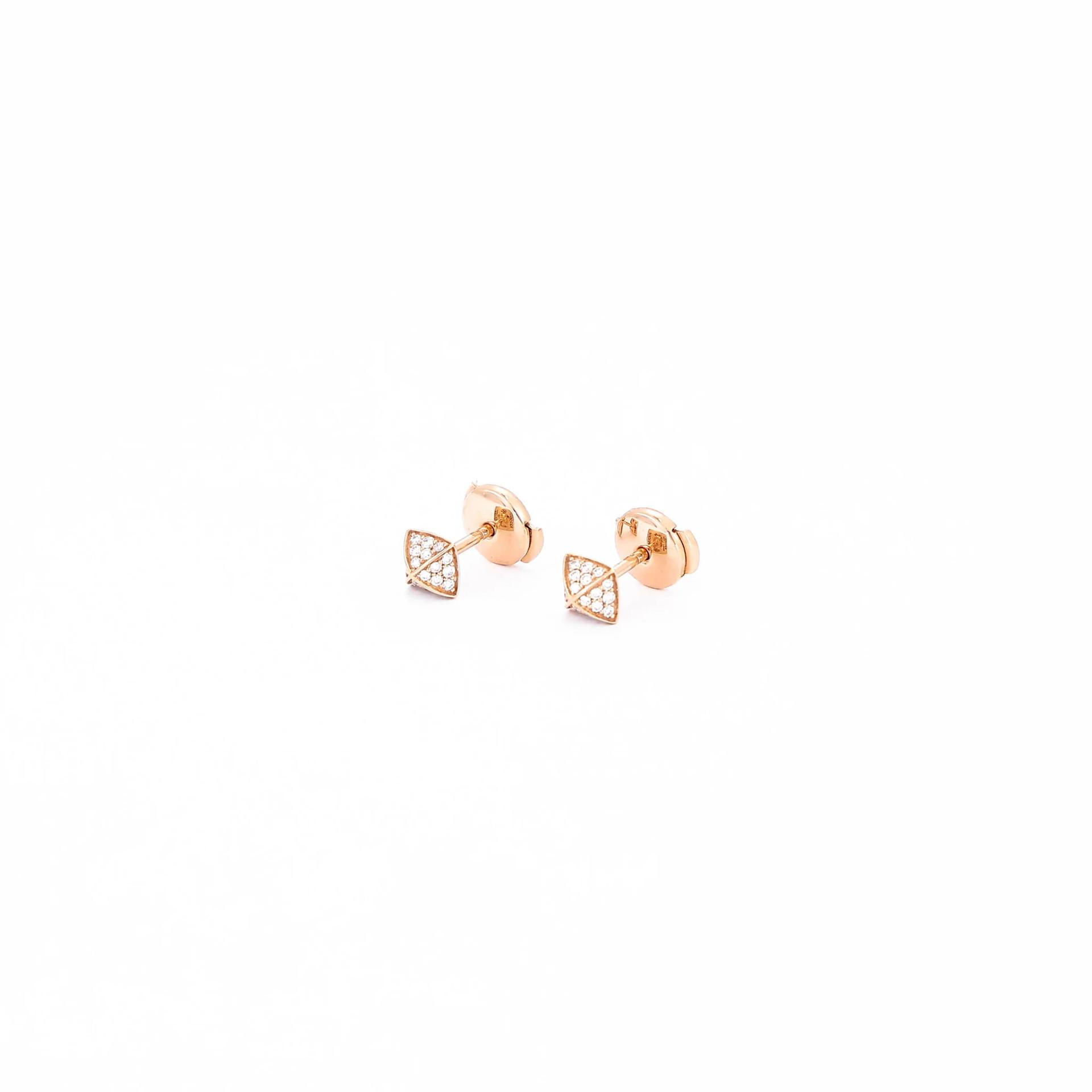 Excellent ( Rank SA ) HERMÈS Earring Clou d'H 18K Rose Gold Diamond - 2