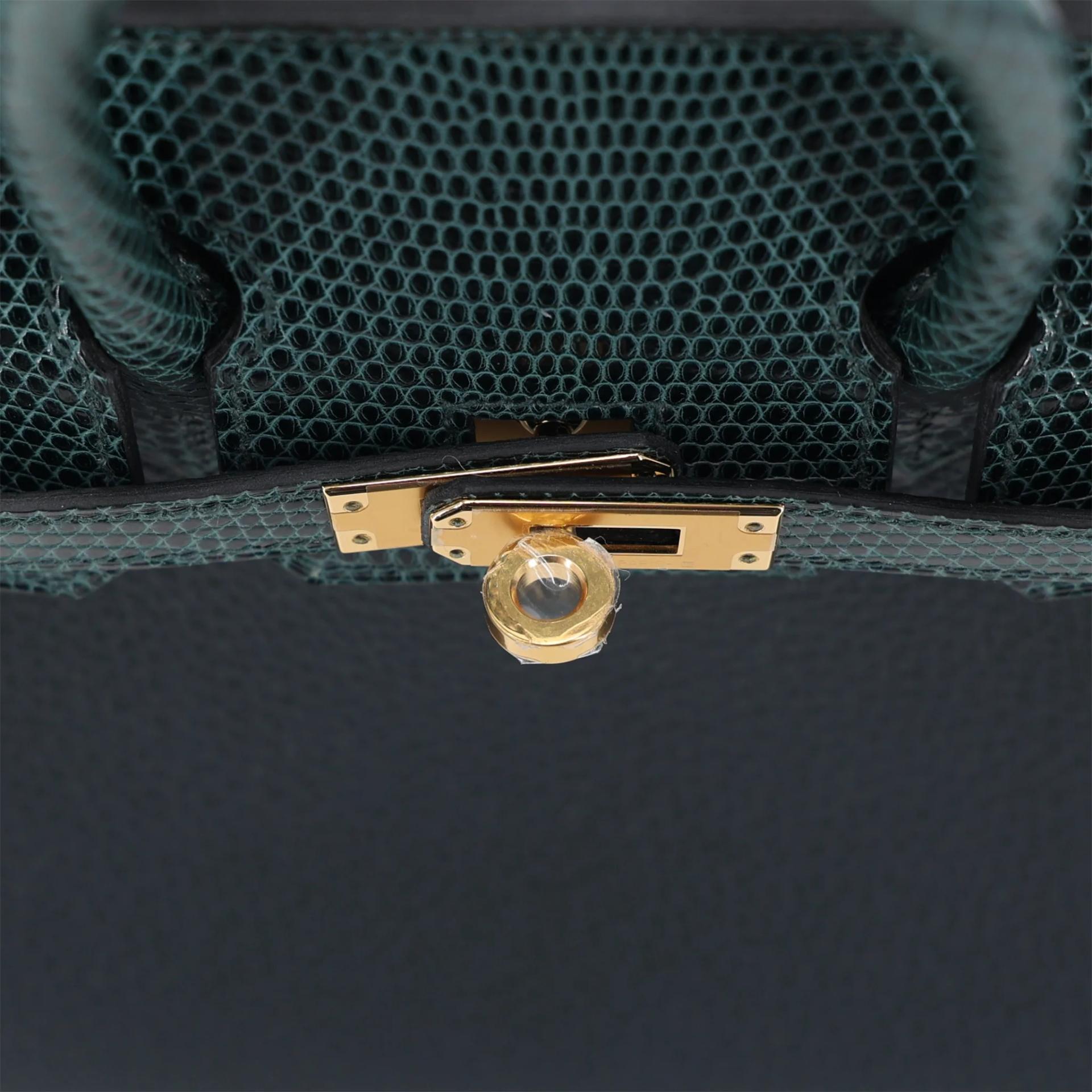 Brand New ( Rank N ) HERMÈS Birkin 25 Touch Vert Rousseau (V0) Vert Cypress (6O) Lizard Togo Gold hardware W (2024) - 9