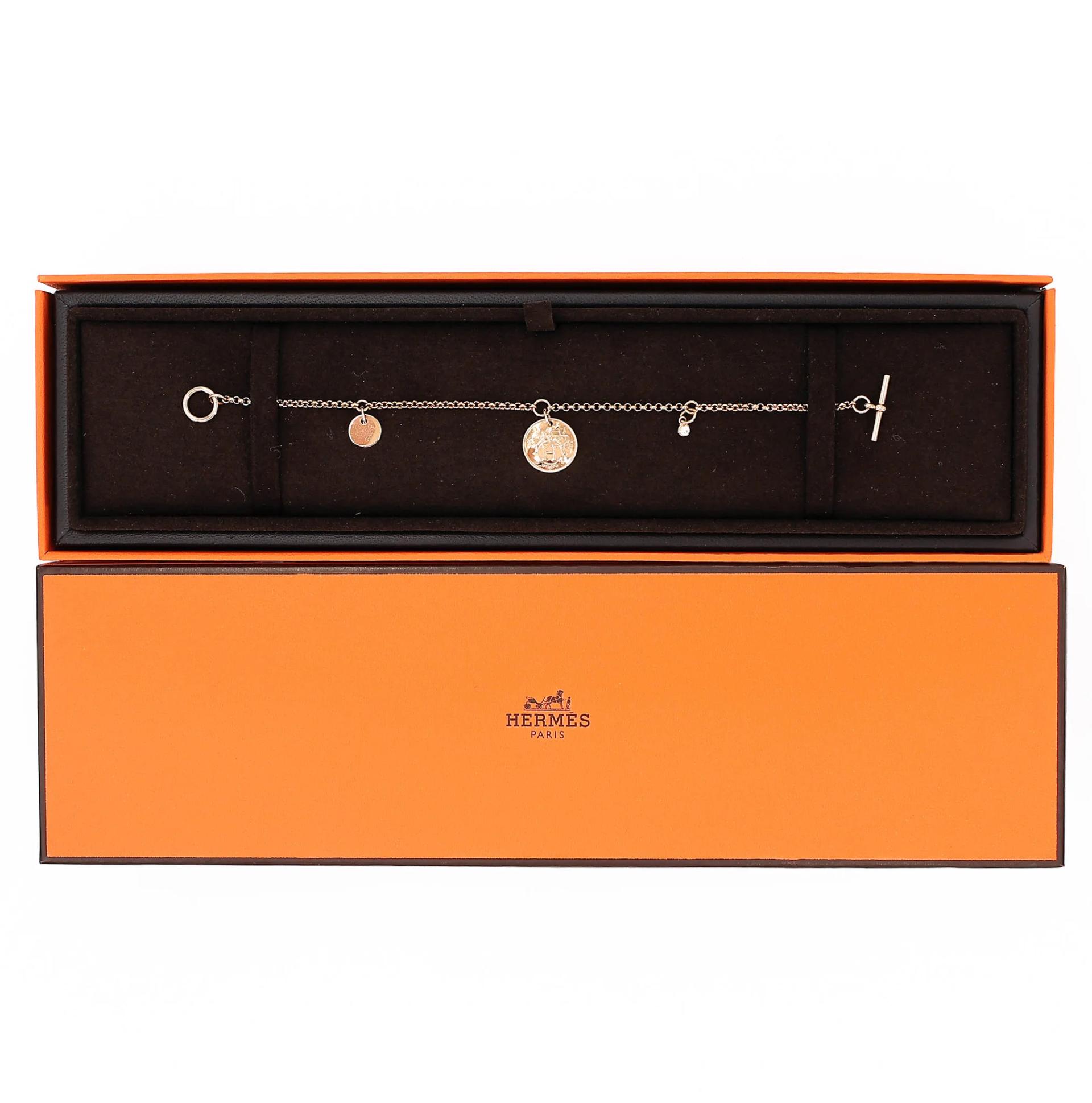 Excellent ( Rank SA ) HERMÈS Exlibris Bracelet PM SH Rose Gold 18K Rose Gold Diamond - 3