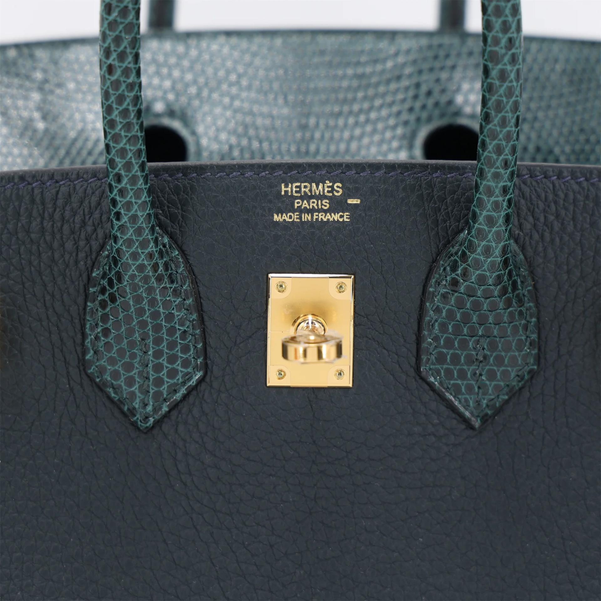 Brand New ( Rank N ) HERMÈS Birkin 25 Touch Vert Rousseau (V0) Vert Cypress (6O) Lizard Togo Gold hardware W (2024) - 10