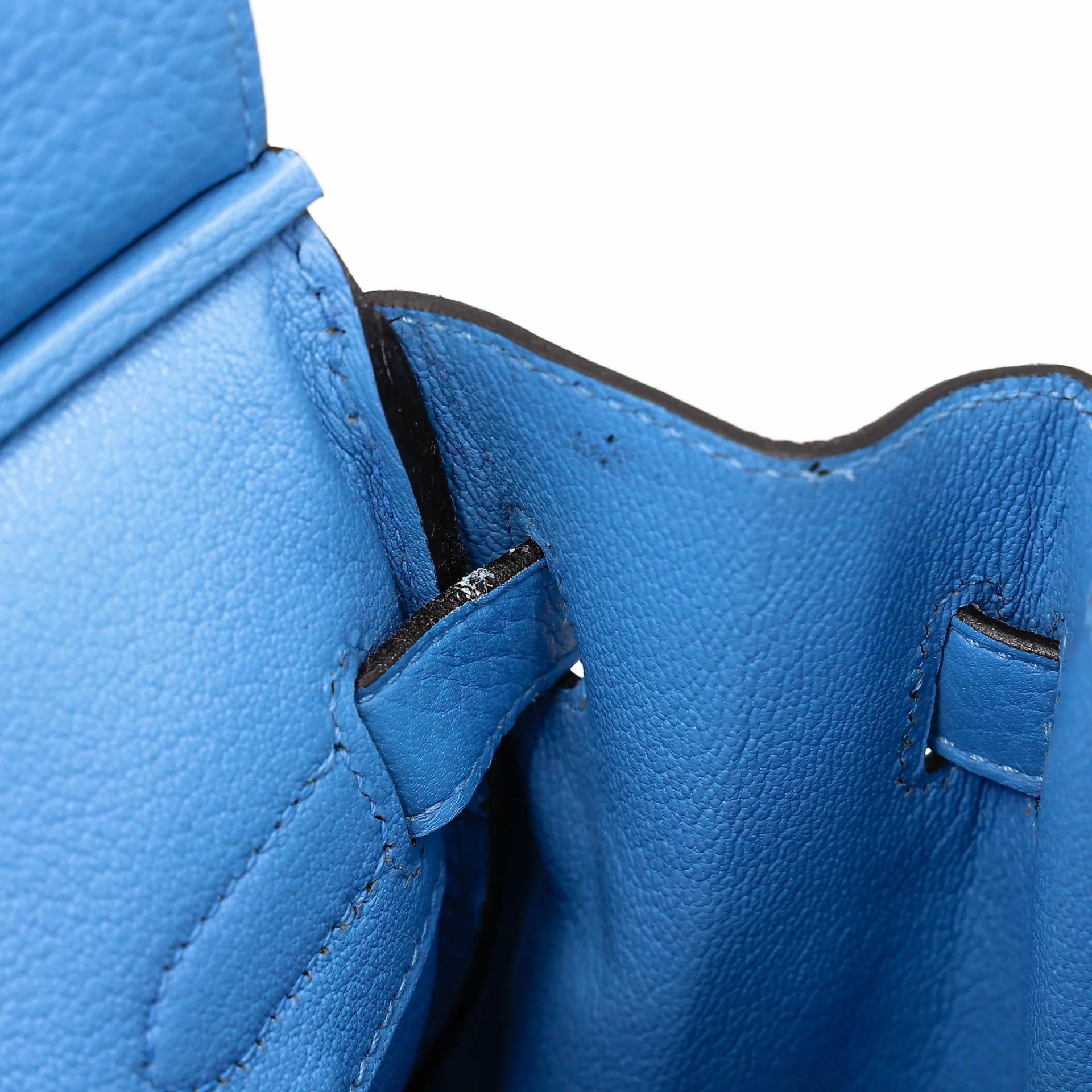 Very Good ( Rank A) HERMÈS Birkin 30 Bleu Paradis (2T) Clemence Gold hardware Square R (2014) - 17