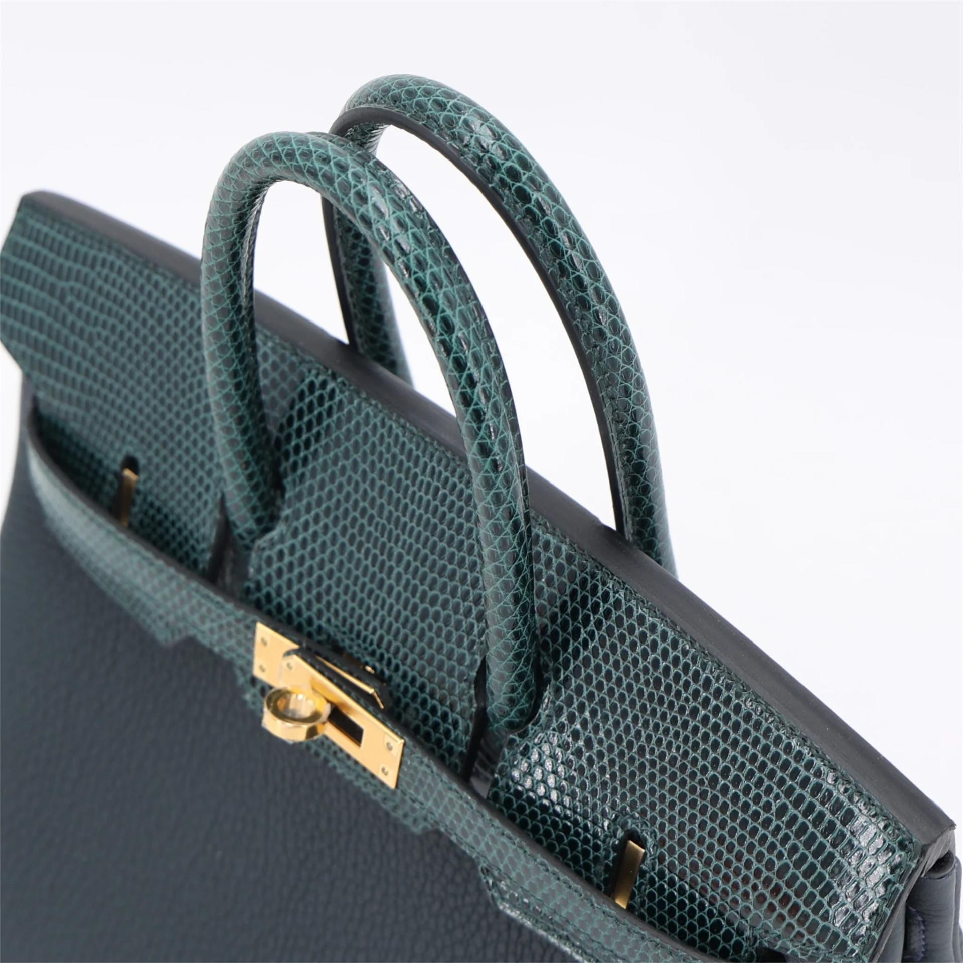 Brand New ( Rank N ) HERMÈS Birkin 25 Touch Vert Rousseau (V0) Vert Cypress (6O) Lizard Togo Gold hardware W (2024) - 3