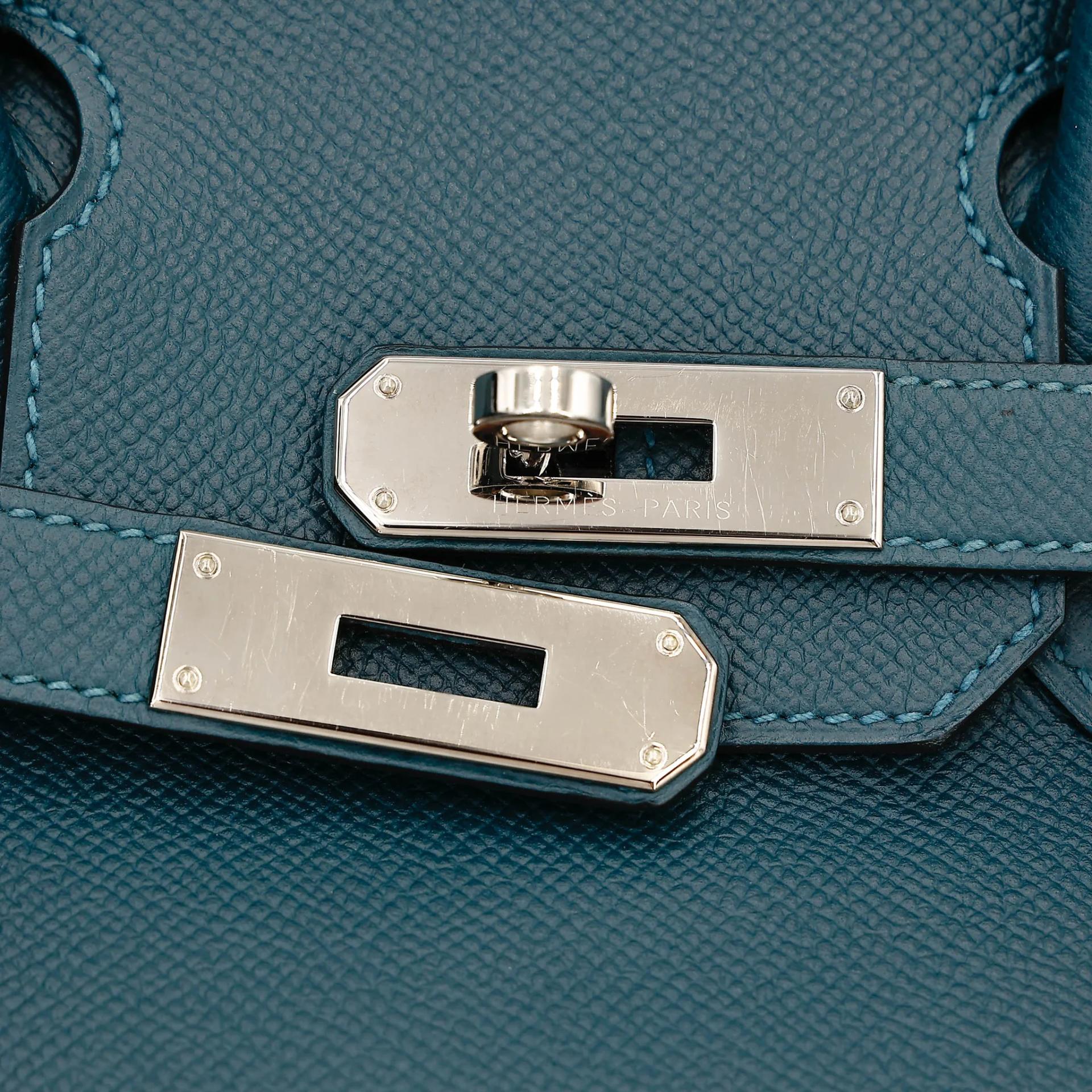 Very Good ( Rank A) HERMÈS Birkin 30 Colvert (1P) Epsom Palladium hardware T (2015) - 17