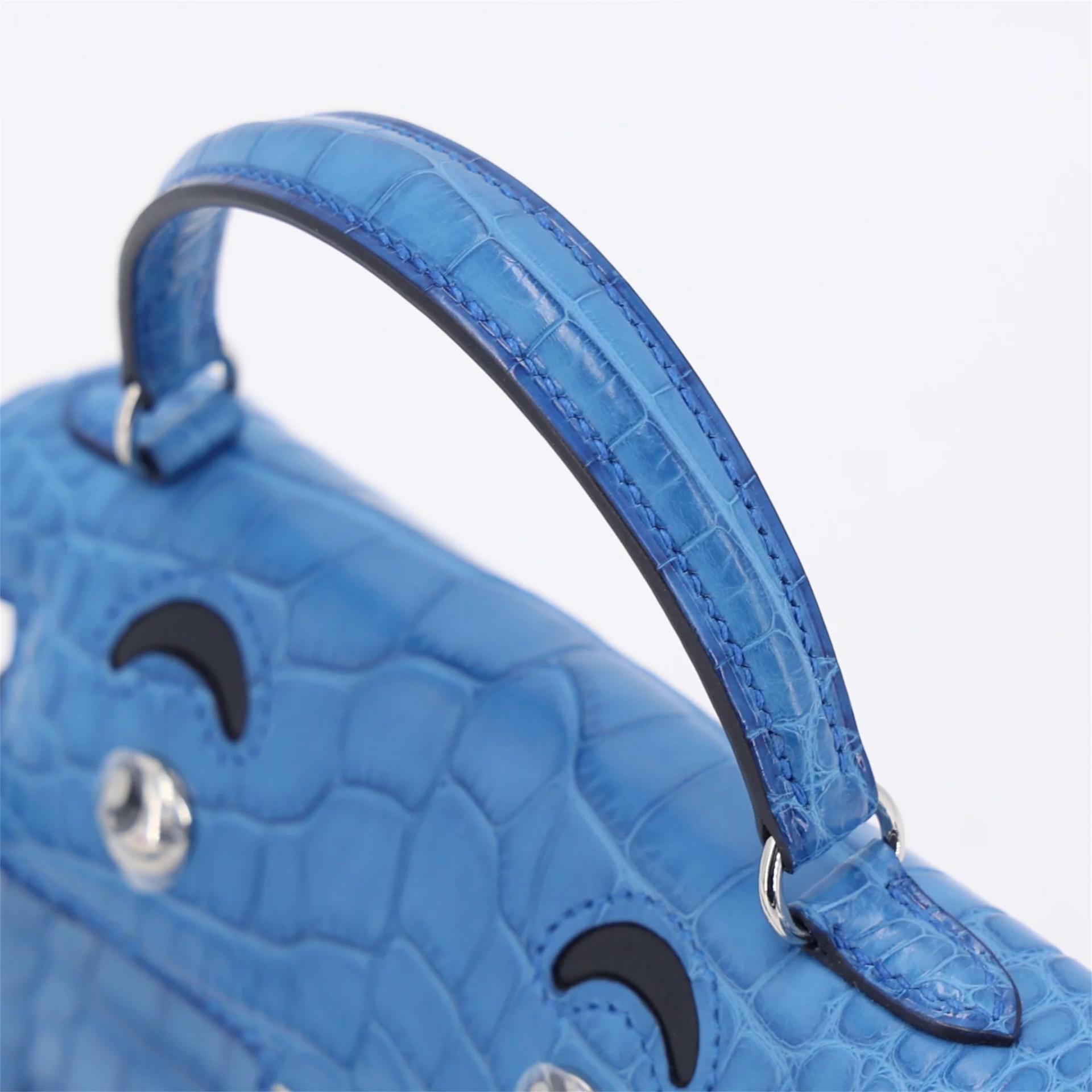 Brand New ( Rank N ) HERMÈS Limited Edition Kelly Doll Bleu Zellige (I7) Caban (3Y) Matte Alligator Palladium hardware K (2025) - 3