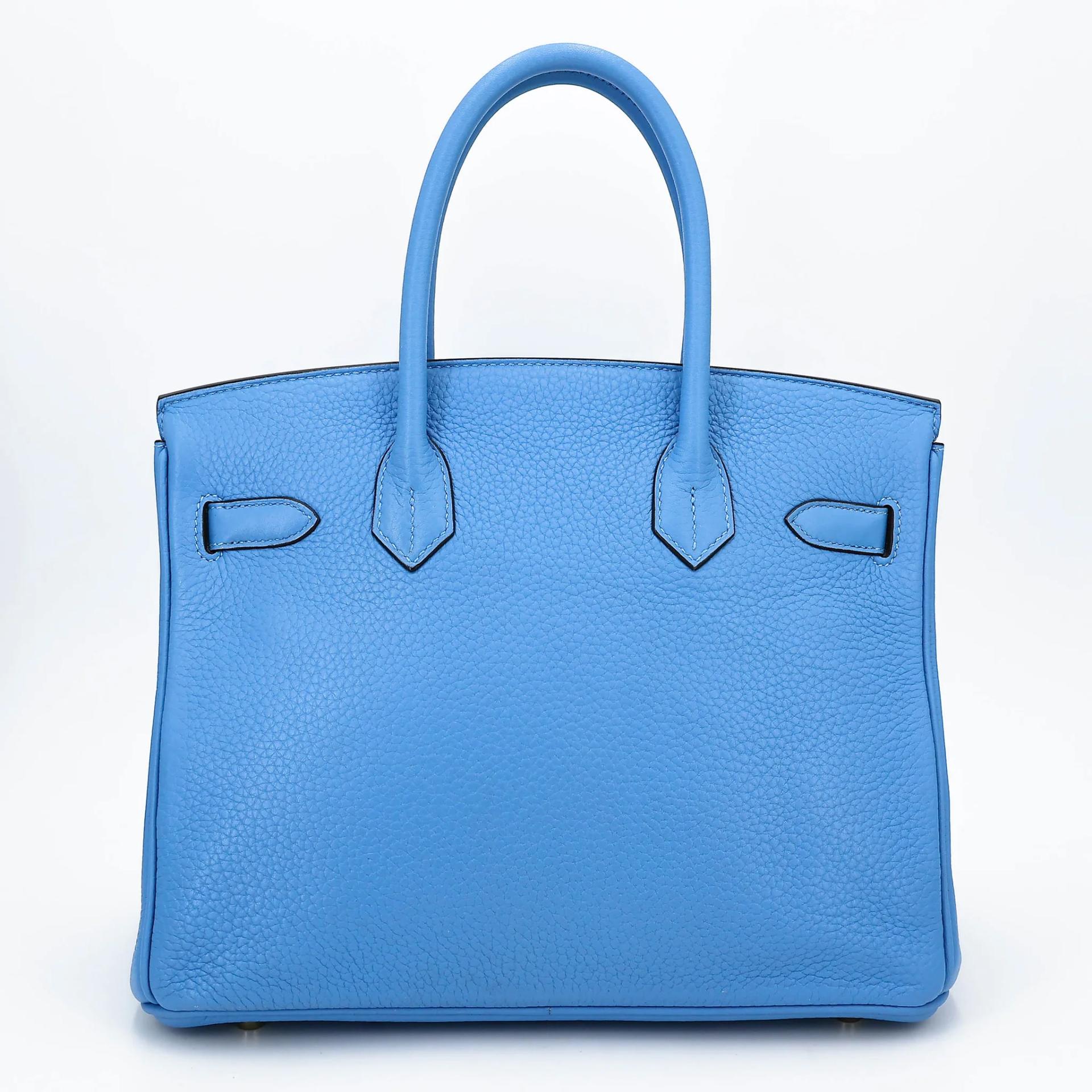 Very Good ( Rank A) HERMÈS Birkin 30 Bleu Paradis (2T) Clemence Gold hardware Square R (2014) - 2