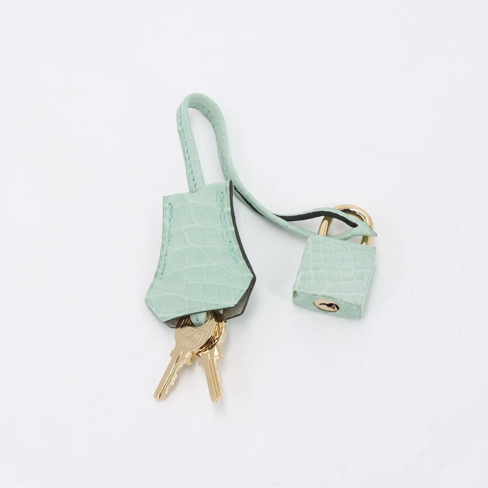 Excellent ( Rank SA ) HERMÈS Special Order Limited Edition Birkin 25 HSS Vert d’Eau (6U) Gris Perle (80) Matte Alligator Gold hardware B (2023) - 17
