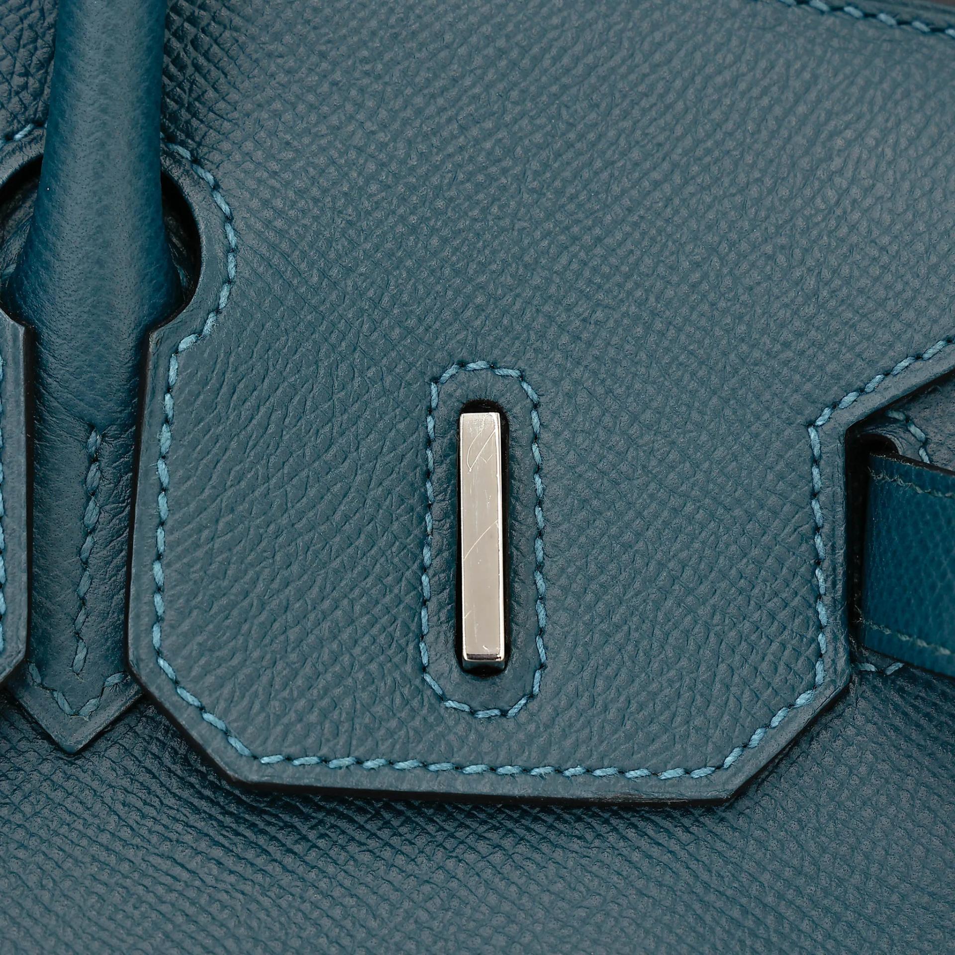 Very Good ( Rank A) HERMÈS Birkin 30 Colvert (1P) Epsom Palladium hardware T (2015) - 18