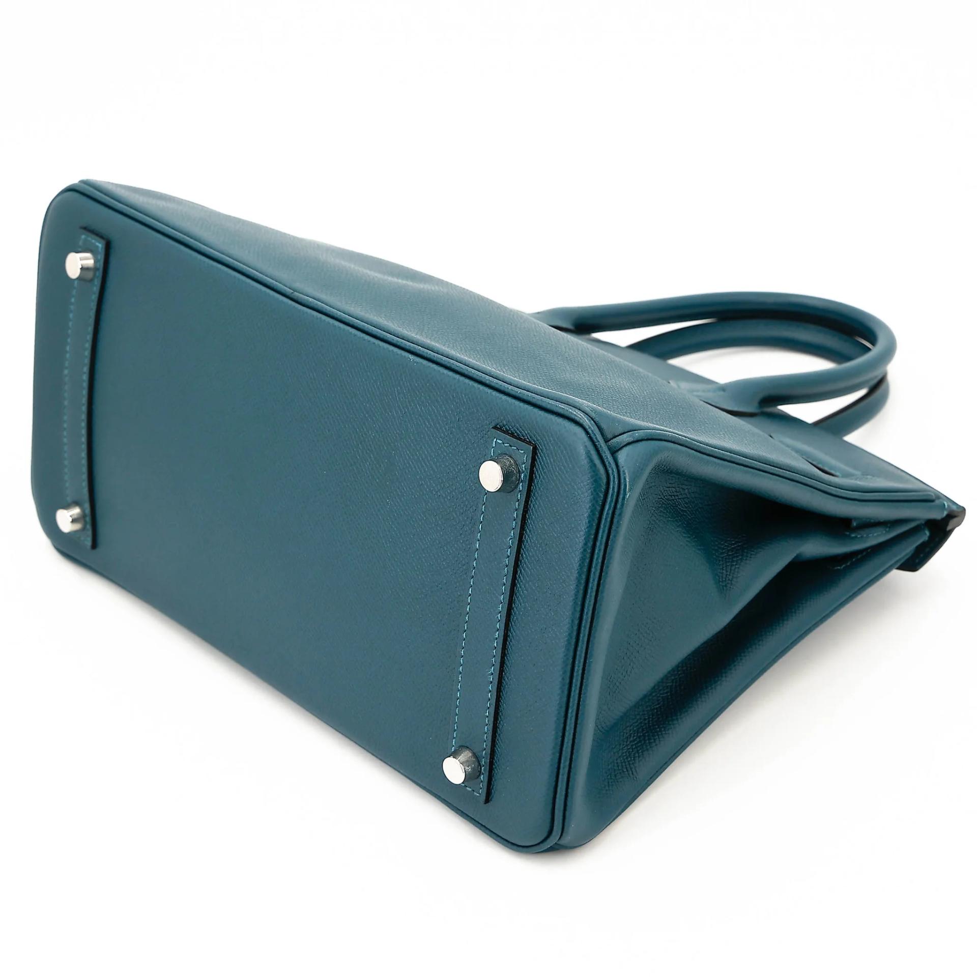 Very Good ( Rank A) HERMÈS Birkin 30 Colvert (1P) Epsom Palladium hardware T (2015) - 6
