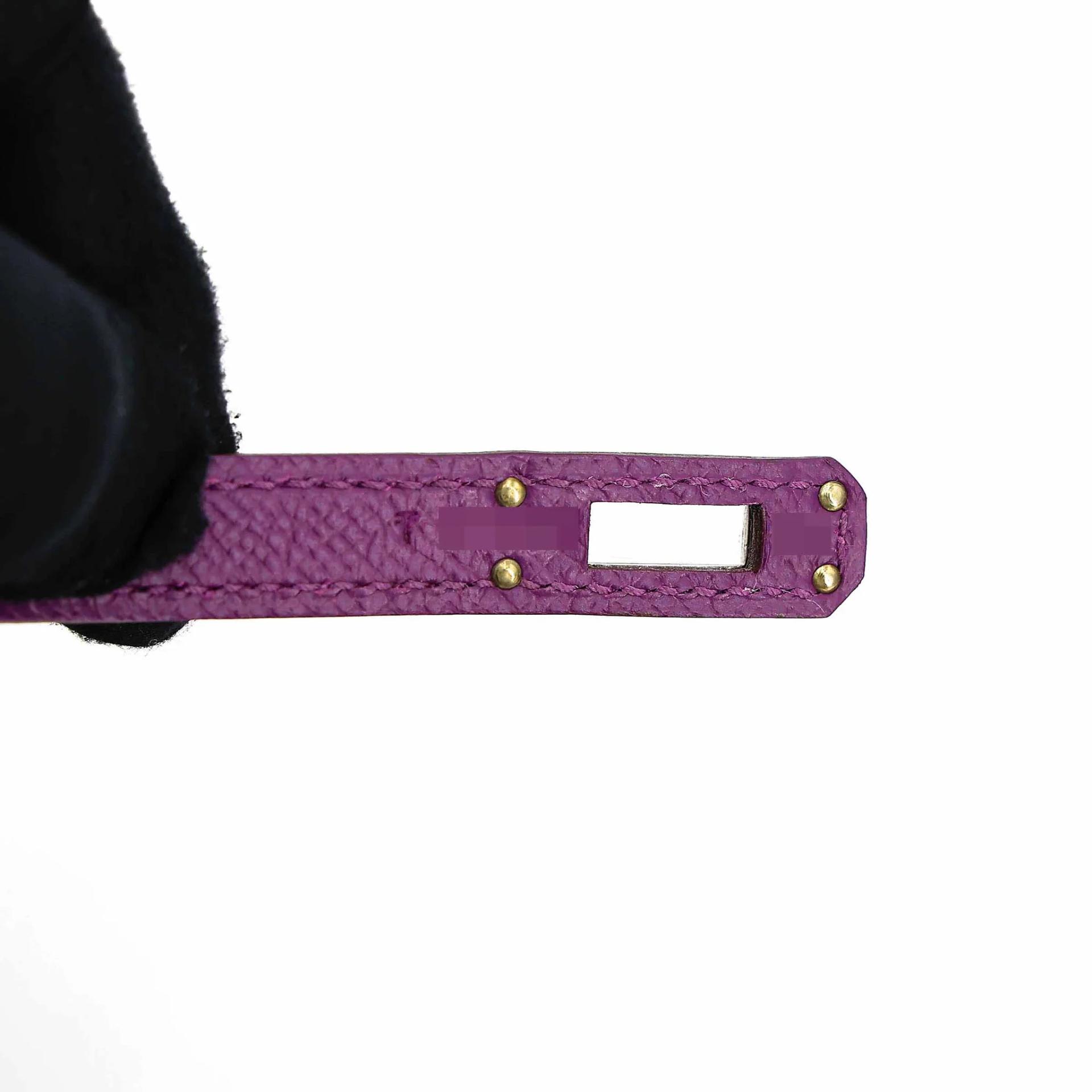 Excellent ( Rank SA ) HERMÈS Kelly Pochette Anemone (P9) Epsom Palladium hardware T (2015) - 10