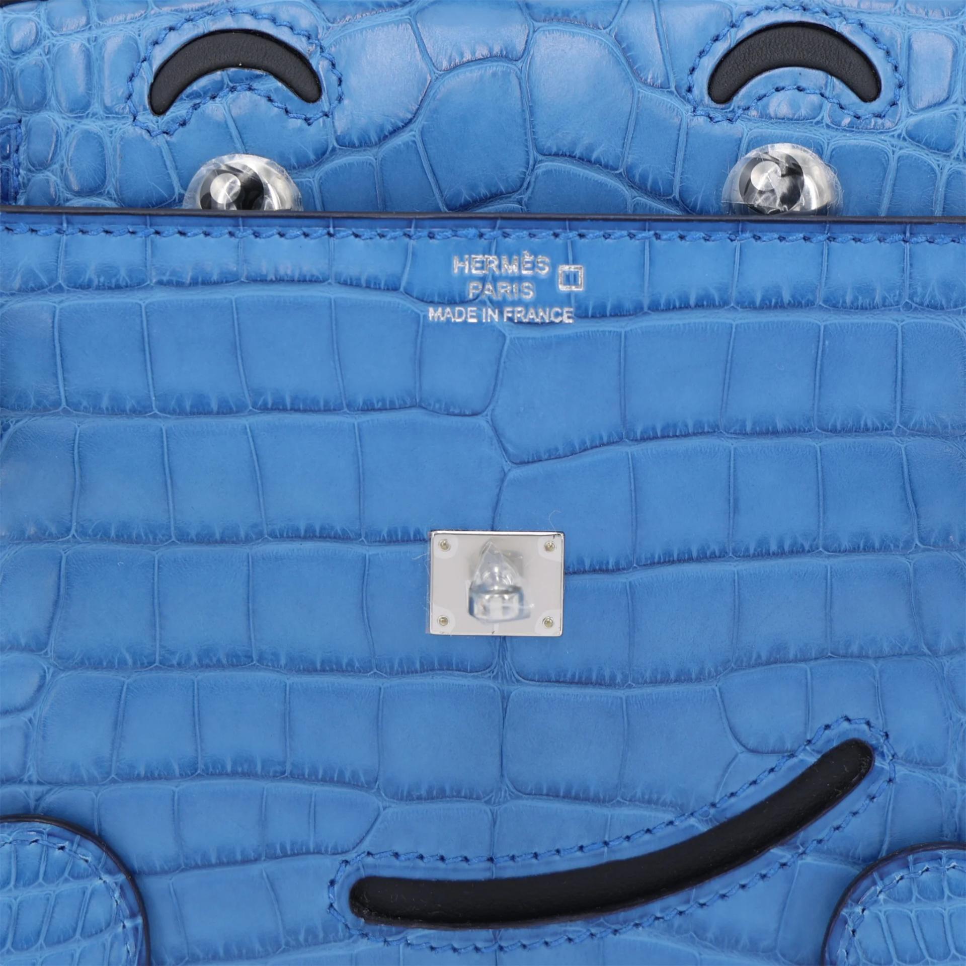 Brand New ( Rank N ) HERMÈS Limited Edition Kelly Doll Bleu Zellige (I7) Caban (3Y) Matte Alligator Palladium hardware K (2025) - 9