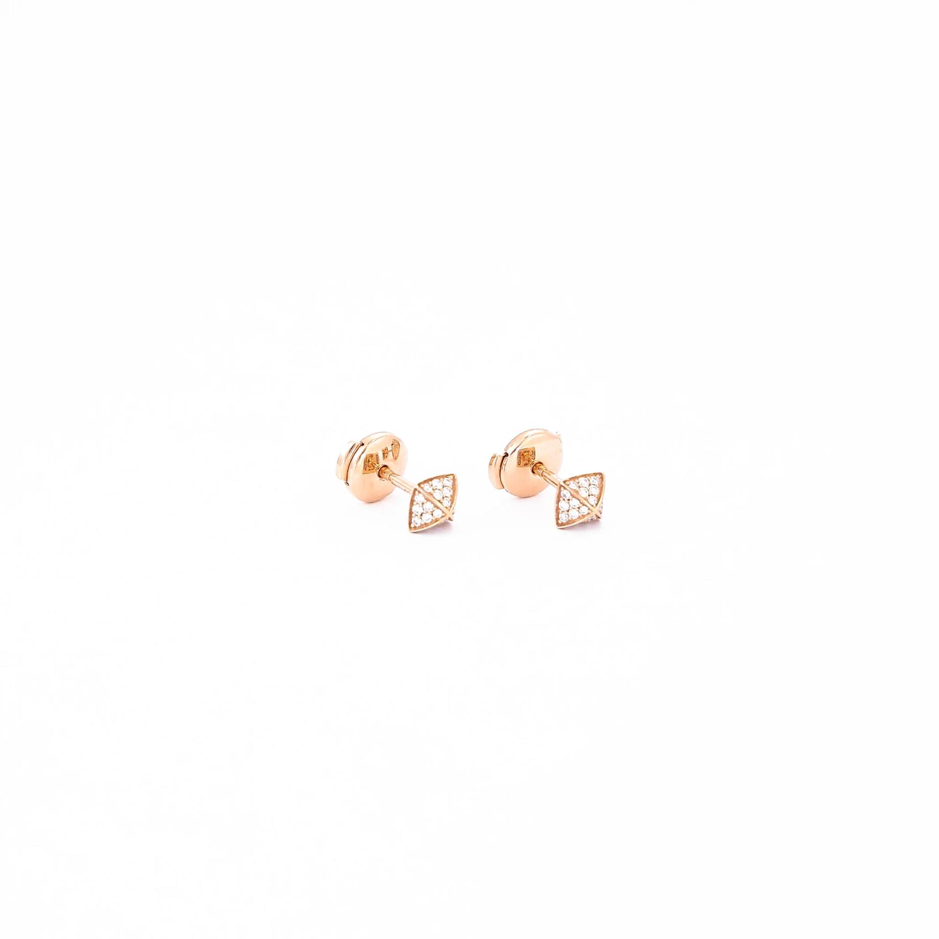 Excellent ( Rank SA ) HERMÈS Earring Clou d'H 18K Rose Gold Diamond - 4