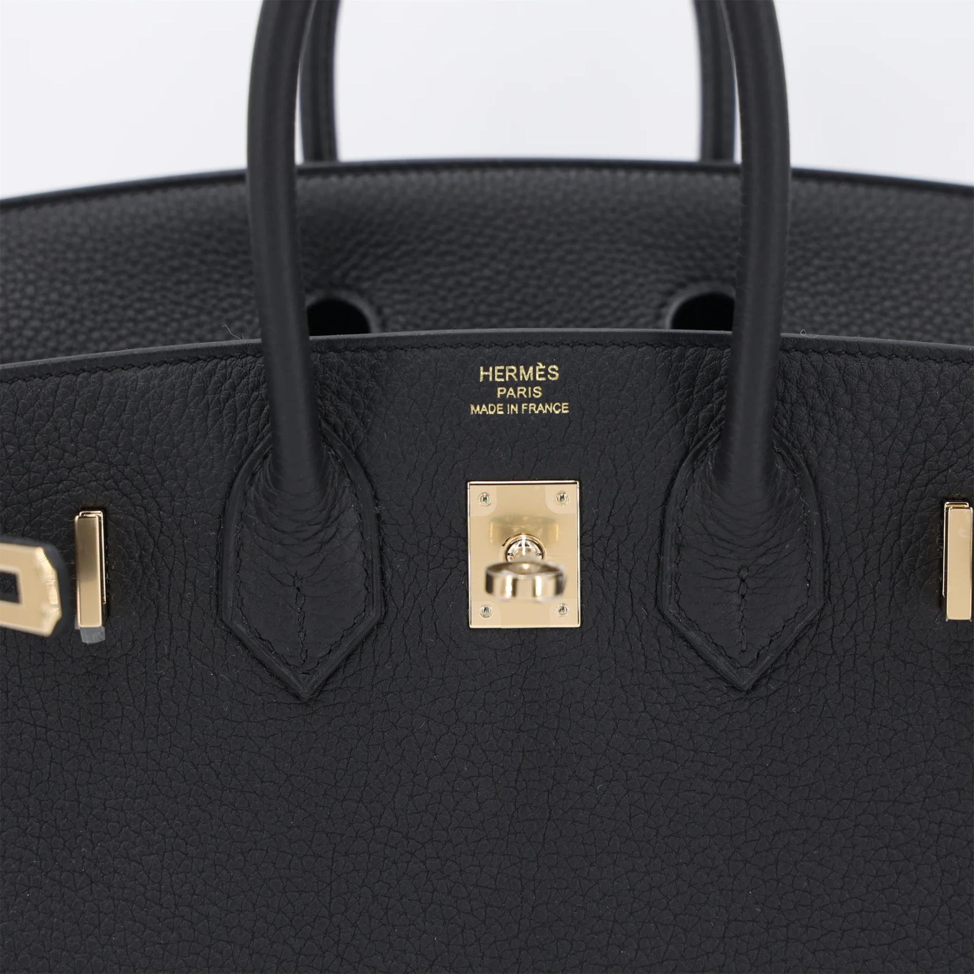 Brand New ( Rank N ) HERMÈS Birkin 25 Noir (89) Togo Permabrass hardware K (2025) - 10