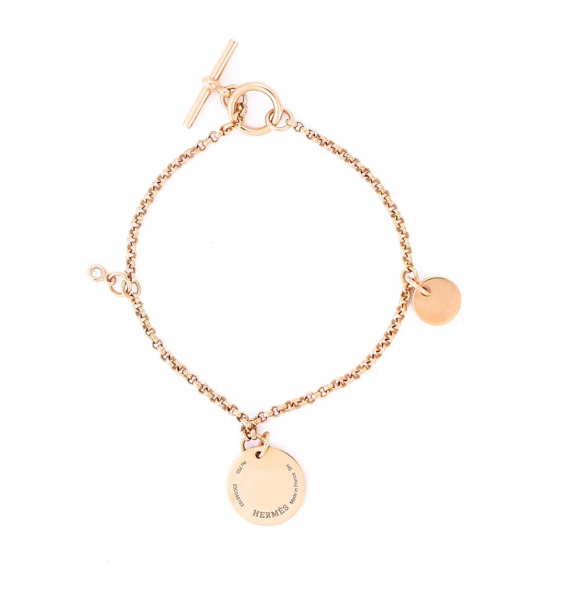 Excellent ( Rank SA ) HERMÈS Exlibris Bracelet PM SH Rose Gold 18K Rose Gold Diamond - 2