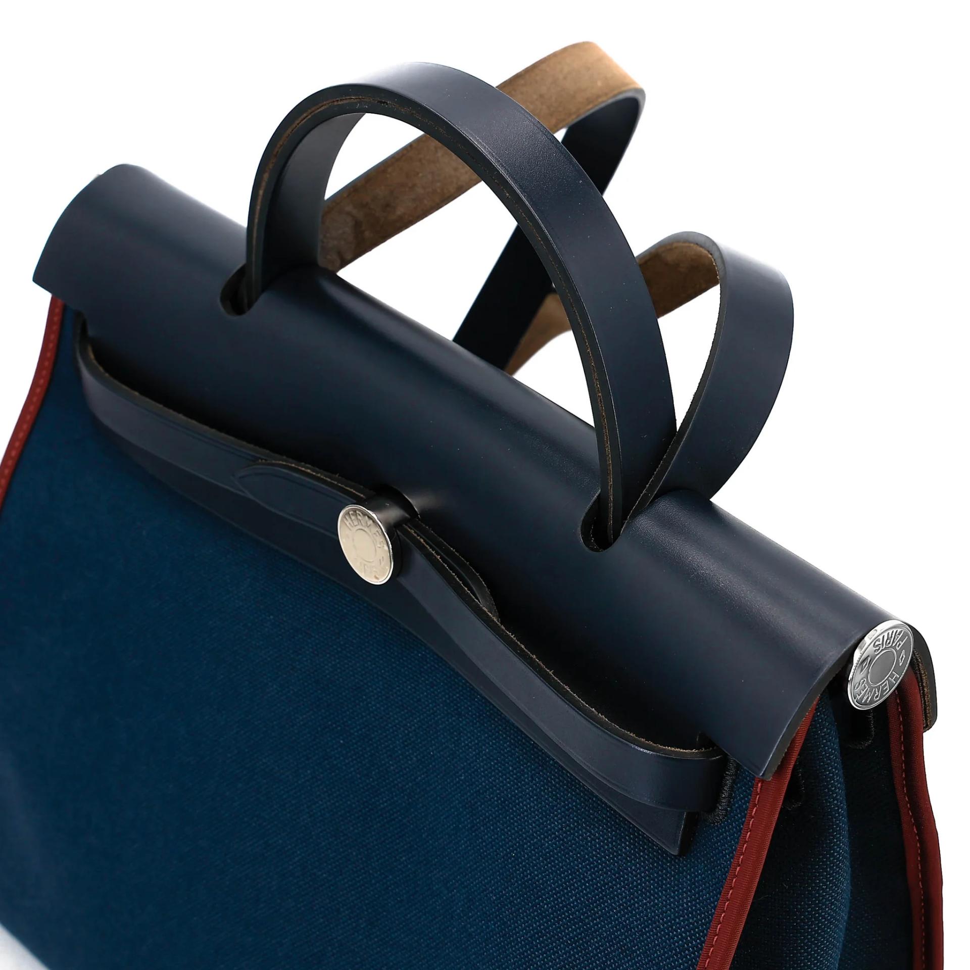 Very Good ( Rank A) HERMÈS Herbag PM Blue Marine (78) Rouge H (55) Vache Hunter Palladium hardware T (2015) - 4