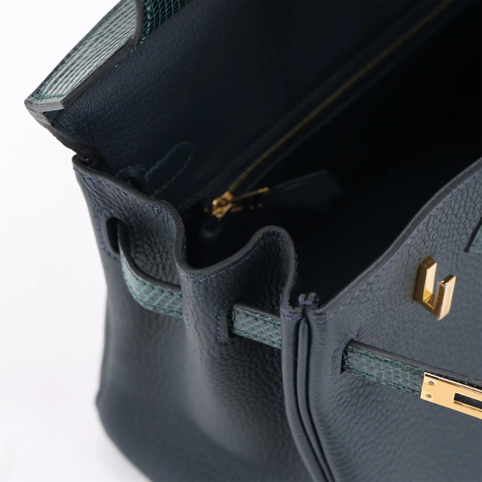 Brand New ( Rank N ) HERMÈS Birkin 25 Touch Vert Rousseau (V0) Vert Cypress (6O) Lizard Togo Gold hardware W (2024) - 12