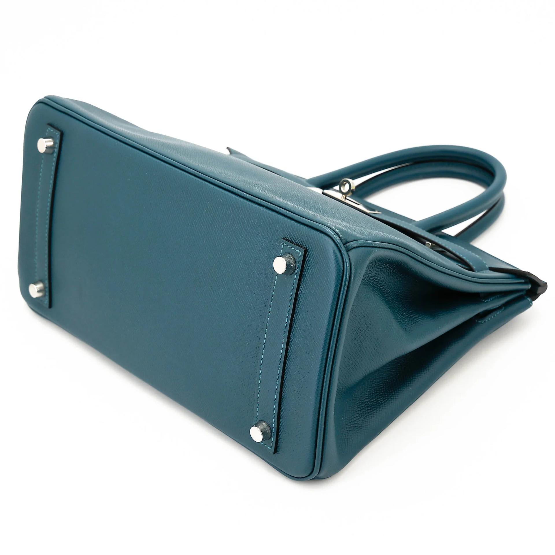 Very Good ( Rank A) HERMÈS Birkin 30 Colvert (1P) Epsom Palladium hardware T (2015) - 4