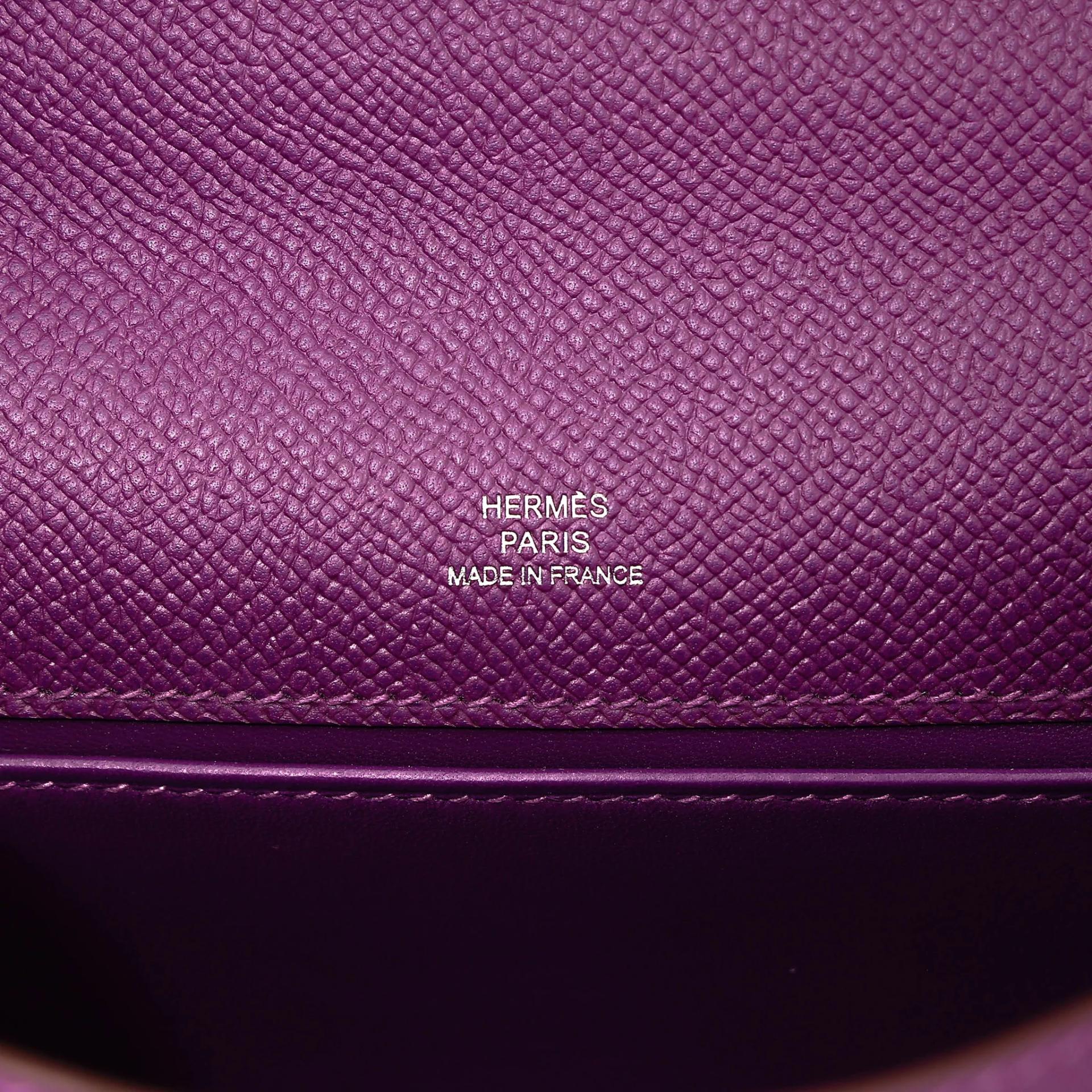 Excellent ( Rank SA ) HERMÈS Kelly Pochette Anemone (P9) Epsom Palladium hardware T (2015) - 16